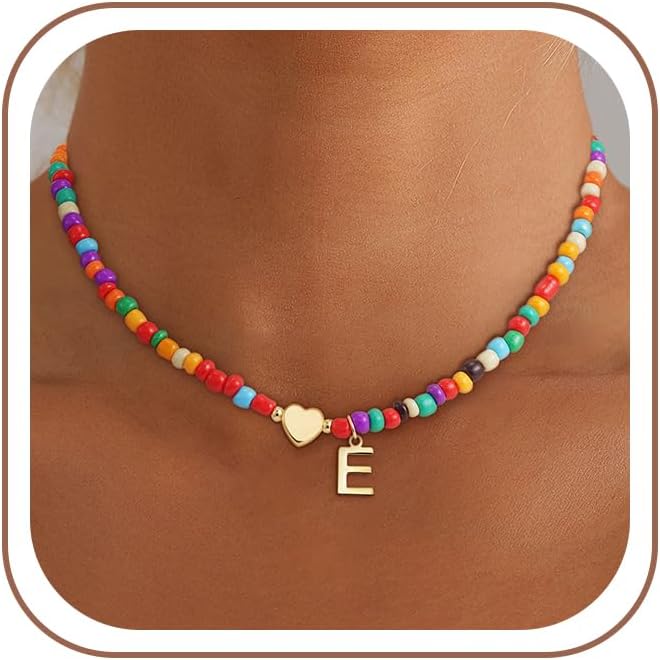 Detalle de Eaciy Beaded Initial Choker 16+2 in.