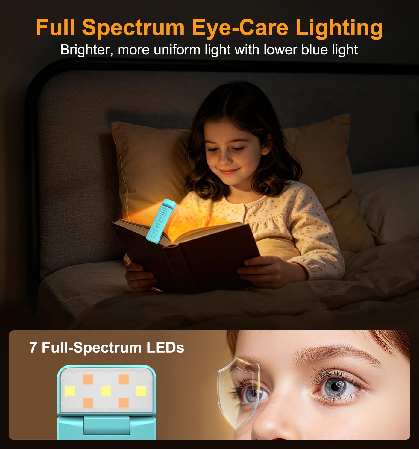 Detalle de Gritin G1316 Clip-On Book Light with 7 LEDs, 6 Colour Temps and Torch
