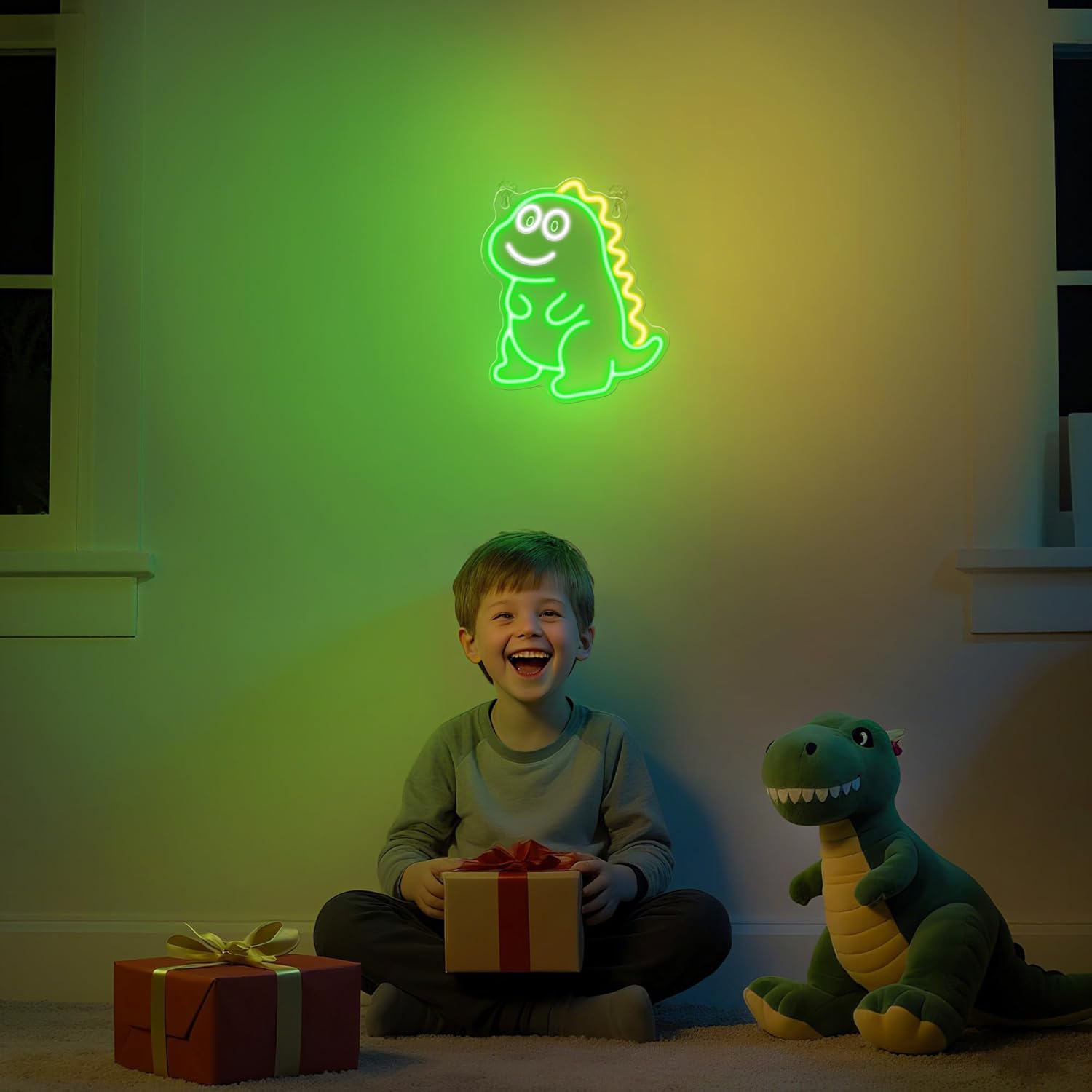 Thumbnail 5 de CoolGift Mart Dinosaurier Neon-Schild – dimmbare Wand- & Tischdekoration mit Silikon-LED für Party, Haus und Garten