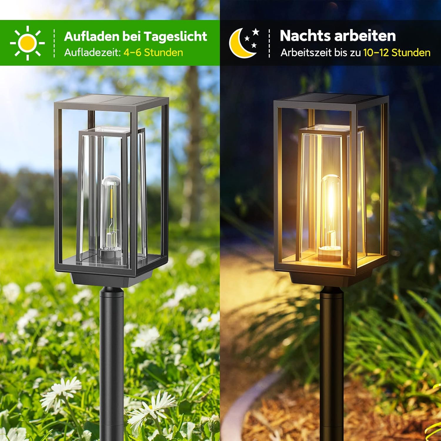 Thumbnail 1 de PUAIDA Solarlampen für den Außenbereich (2er-Set) – moderne Gartenleuchten mit warmweißem Licht, IP65