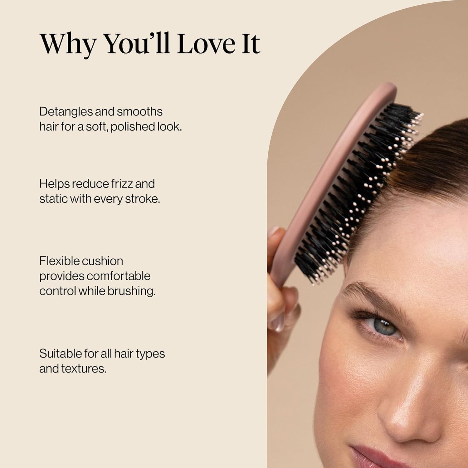 Detalle 1 de Kitsch Smooth & Polish Hair Brush, Terracotta, Dual Bristles, Cushioned Pad