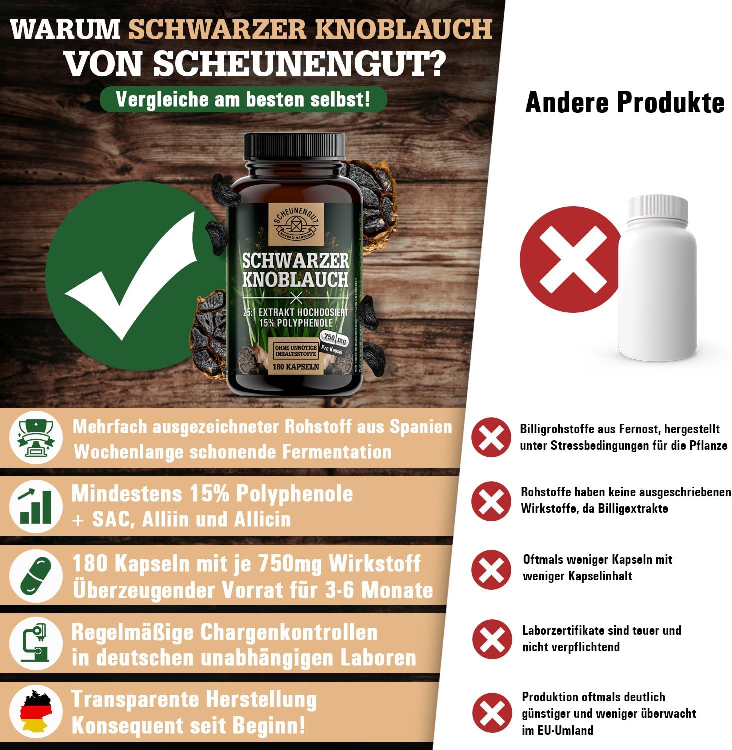 Thumbnail 4 de SCHEUNENGUT® Schwarzer Knoblauch 1500mg Kapseln 🧄