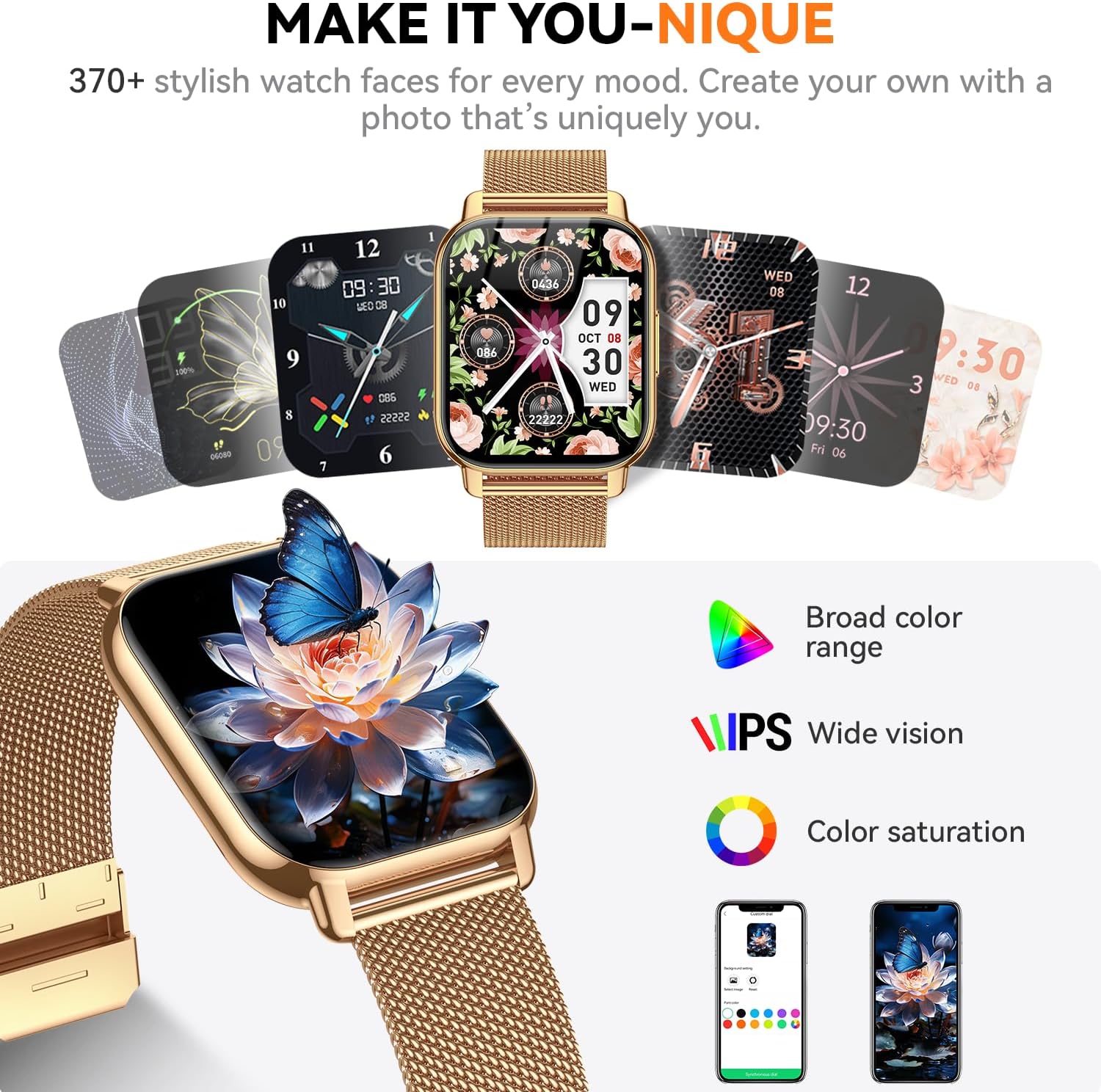 Detalle 2 de Smart Watch for Women and Men with 1.85" HD Screen, 112 Sports Modes, IP68 Waterproof, Bluetooth Calling