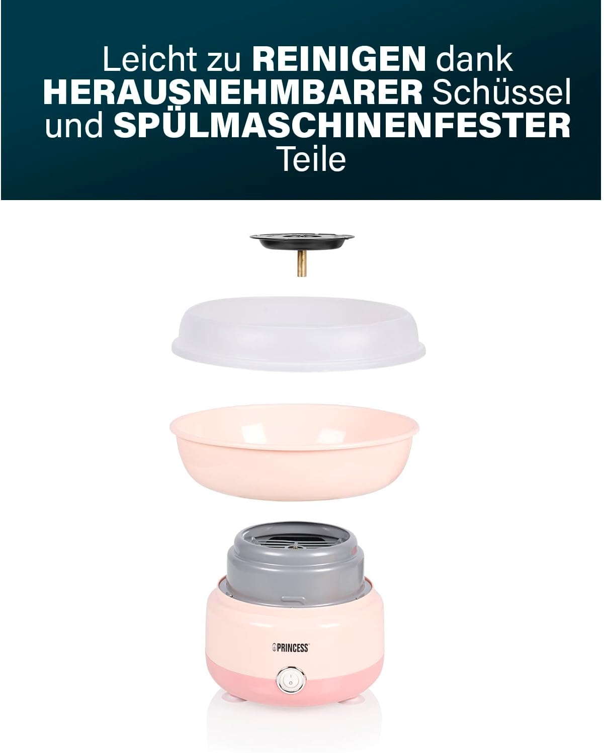 Detalle de Princess Zuckerwattemaschine 500W – kompakt, BPA-frei und sofort einsatzbereit