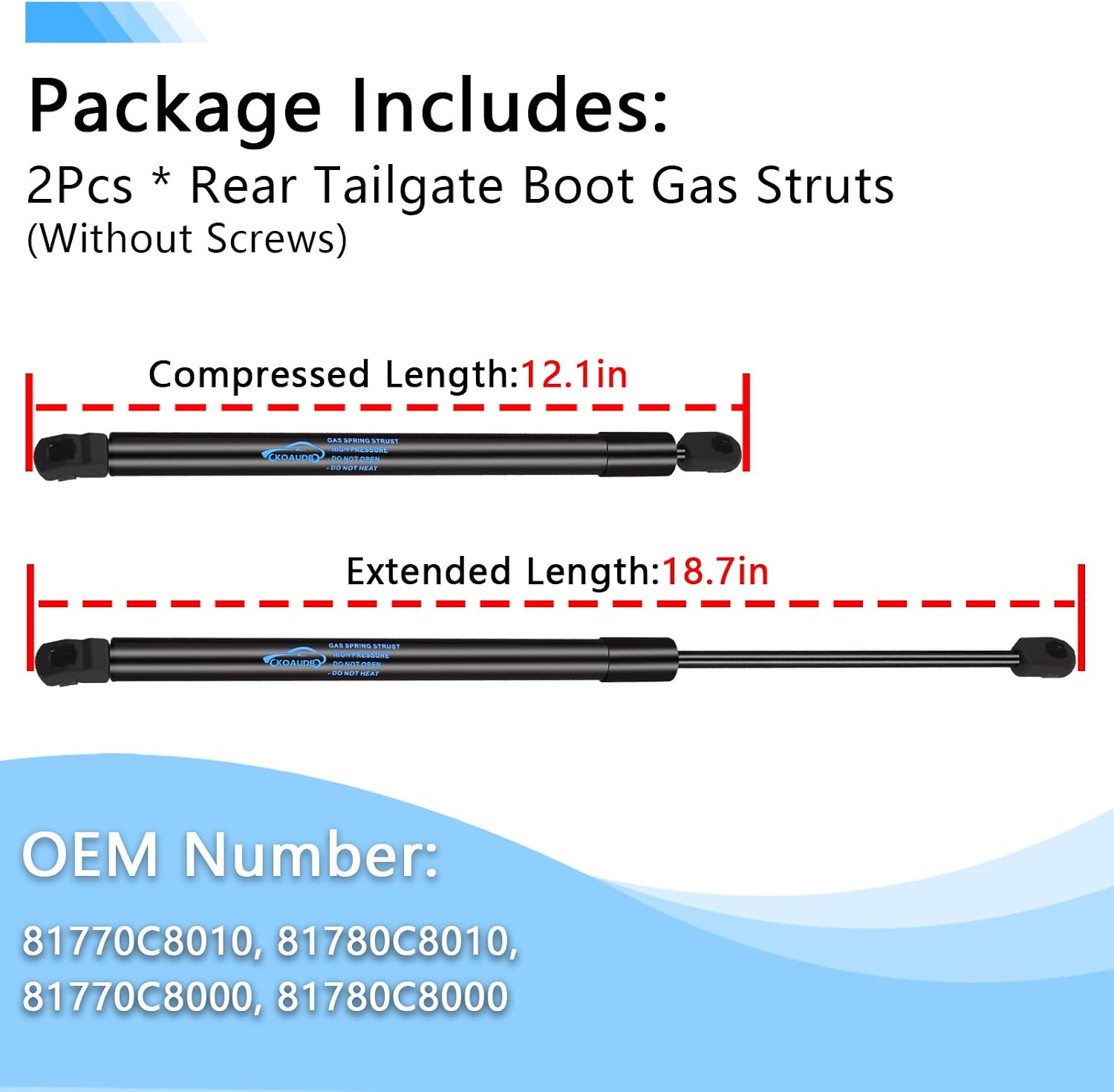 Detalle de Koaudb 2Pcs Boot Struts for Hyundai i20 (2015–2020) Rear Tailgate – 450N Heavy-Duty Gas Strut Replacement