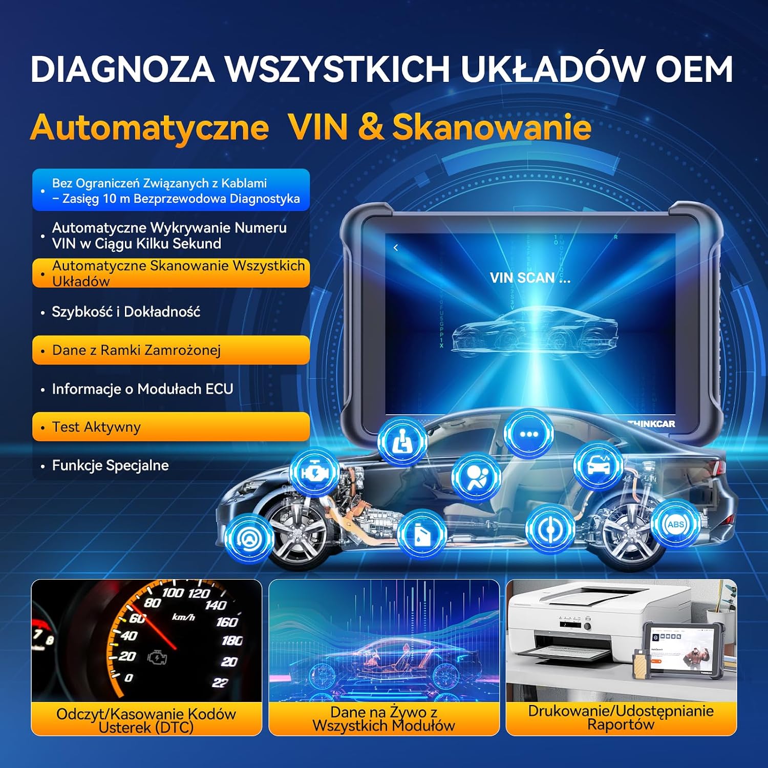 Detalle de thinkcar TCDE-ThinkScan 689BT – tester OBD2, ekran 8 cali i Bluetooth