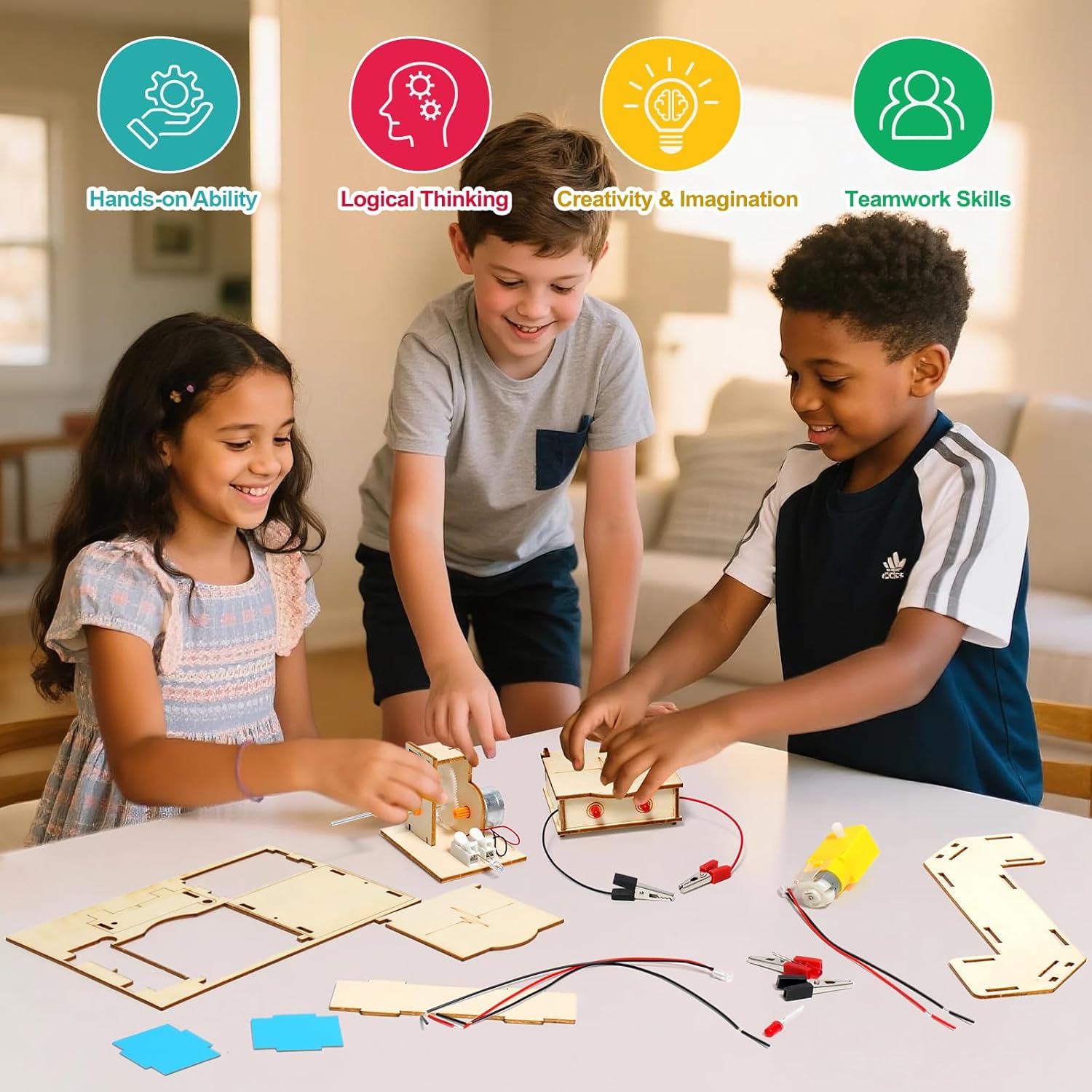 Detalle 2 de STEM Toys Age 8–14 Wooden Electronics Kit 6‑in‑1