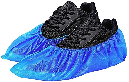 Detalle de WUJUN 200Pack (100 Pairs) Blue Disposable Shoes Covers – Durable CPE, Elastic & Waterproof Boot Covers