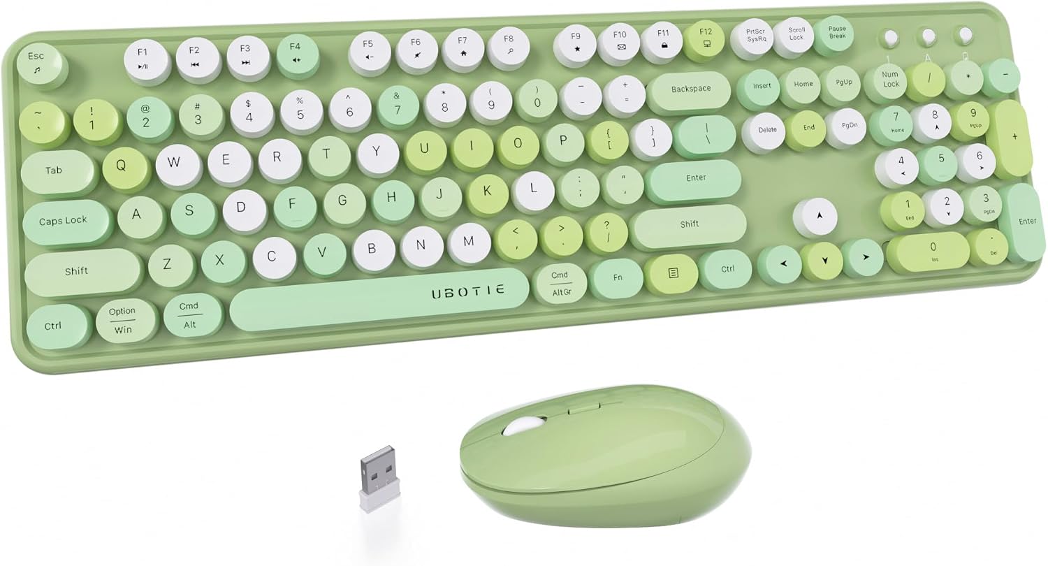 Detalle de UBOTIE Colorful Wireless Keyboard & Mouse Combo
