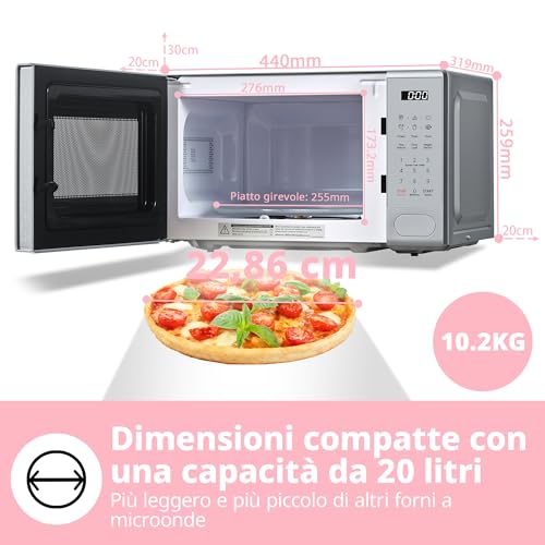 Thumbnail 7 de COMFEE' CM-E202CC(GR) Microonde 700 W, 20 L, 11 livelli di potenza, 6 menù preimpostati e Express Cook – Grigio