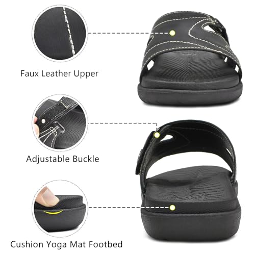 Detalle de KuaiLu Womens Orthotic Slides: Slip-On Sandals with Arch Support for Everyday Comfort