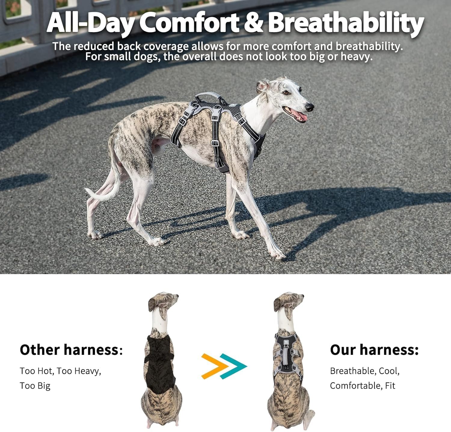 Thumbnail 4 de Huntboo Escape Proof Dog Harness (No Pull, Reflective) with Lift Handle – Black, XL