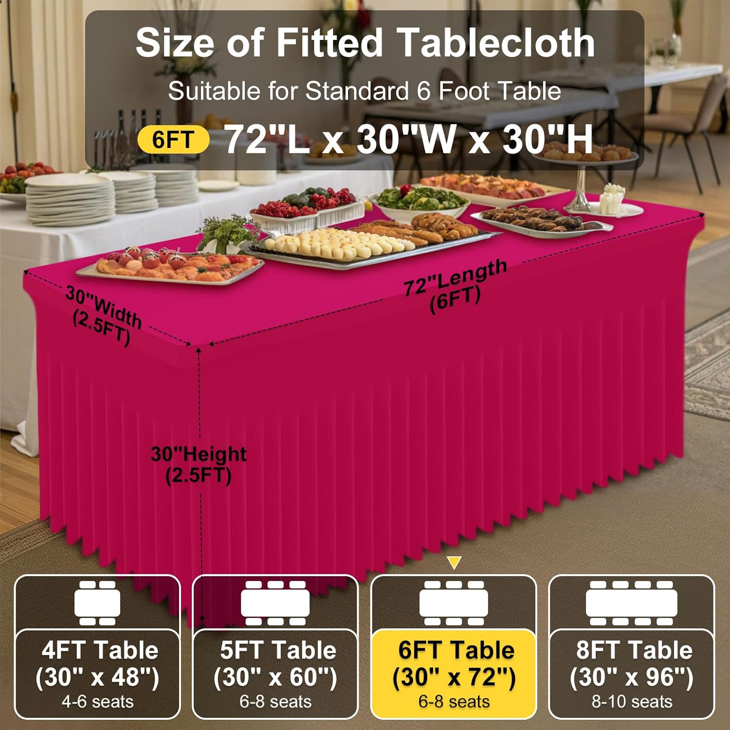 Thumbnail 3 de Smiry Spandex Tablecloth 72 in 🍽️