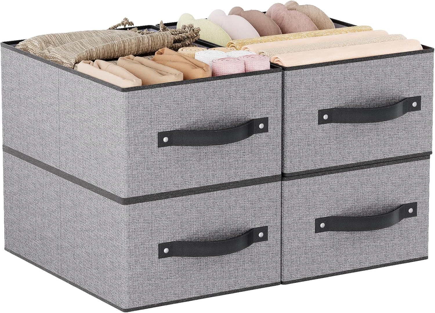 Detalle de YheenLf opbergmanden, set van 4, opvouwbaar en grijs, 17 liter