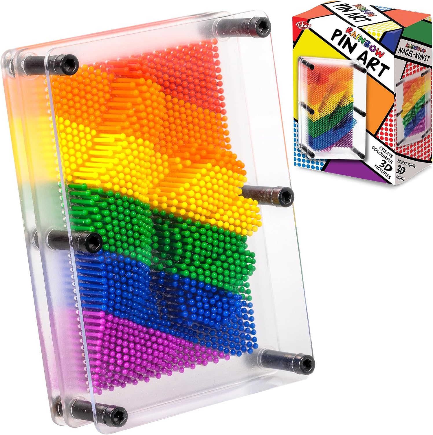 Detalle de Tobar obar-37078 pin-artframe met bijna 700 regenboogkleurige pinnen