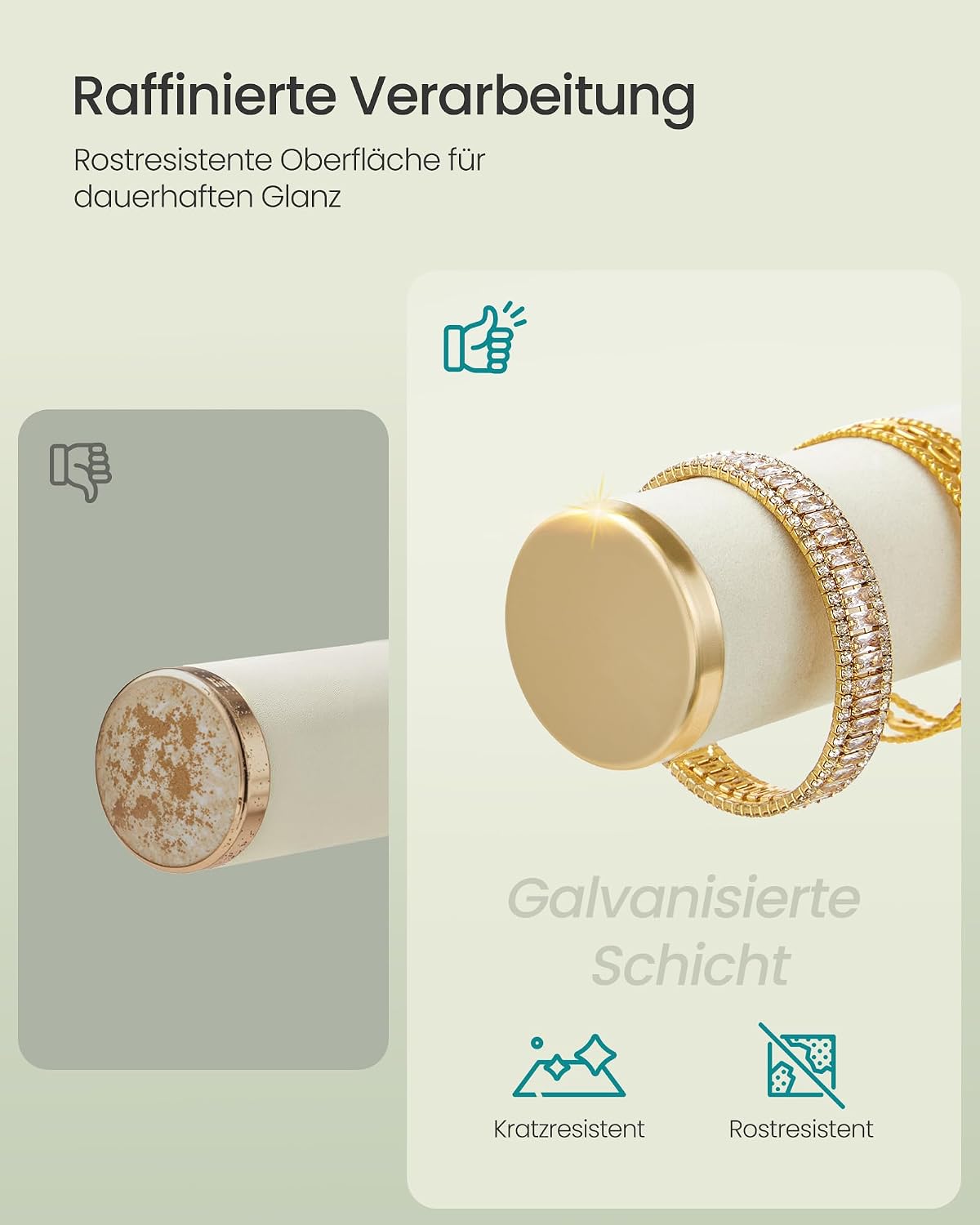 Detalle de SONGMICS Schmuckhalter 2 Armbandhalter + Ohrringhalterung – stilvolle Schmuckaufbewahrung
