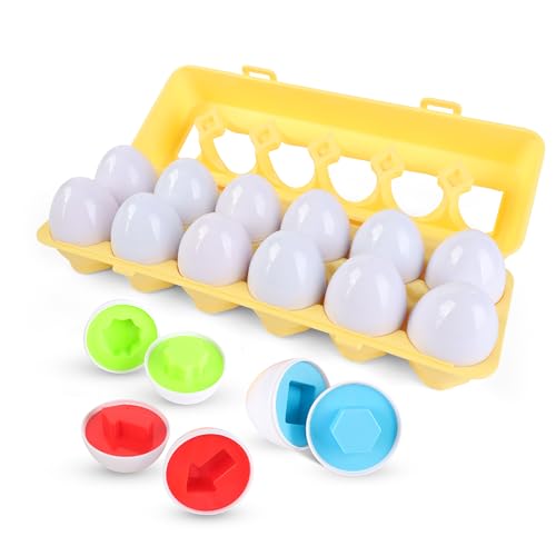 SUPERBE BEBE: Juego Montessori para bebés y niños - Huevos de plástico para combinar formas y colores