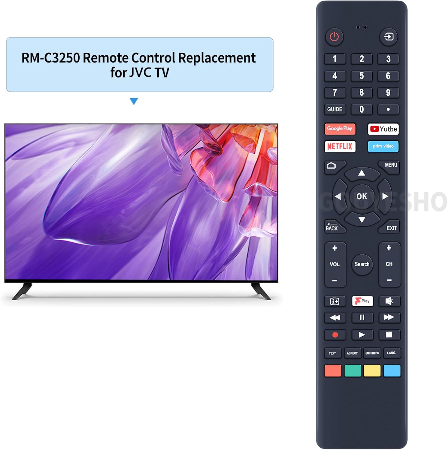 Thumbnail 1 de RM-C3250/RMC3250 Replacement Remote Control for JVC Smart TVs (No voice function)