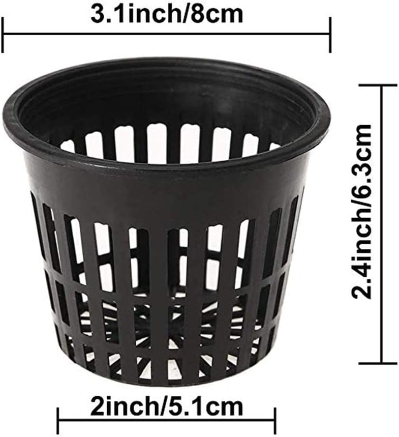 Detalle 2 de behone plantenmanden voor hydrocultuur, 20 zwarte PP mesh potten