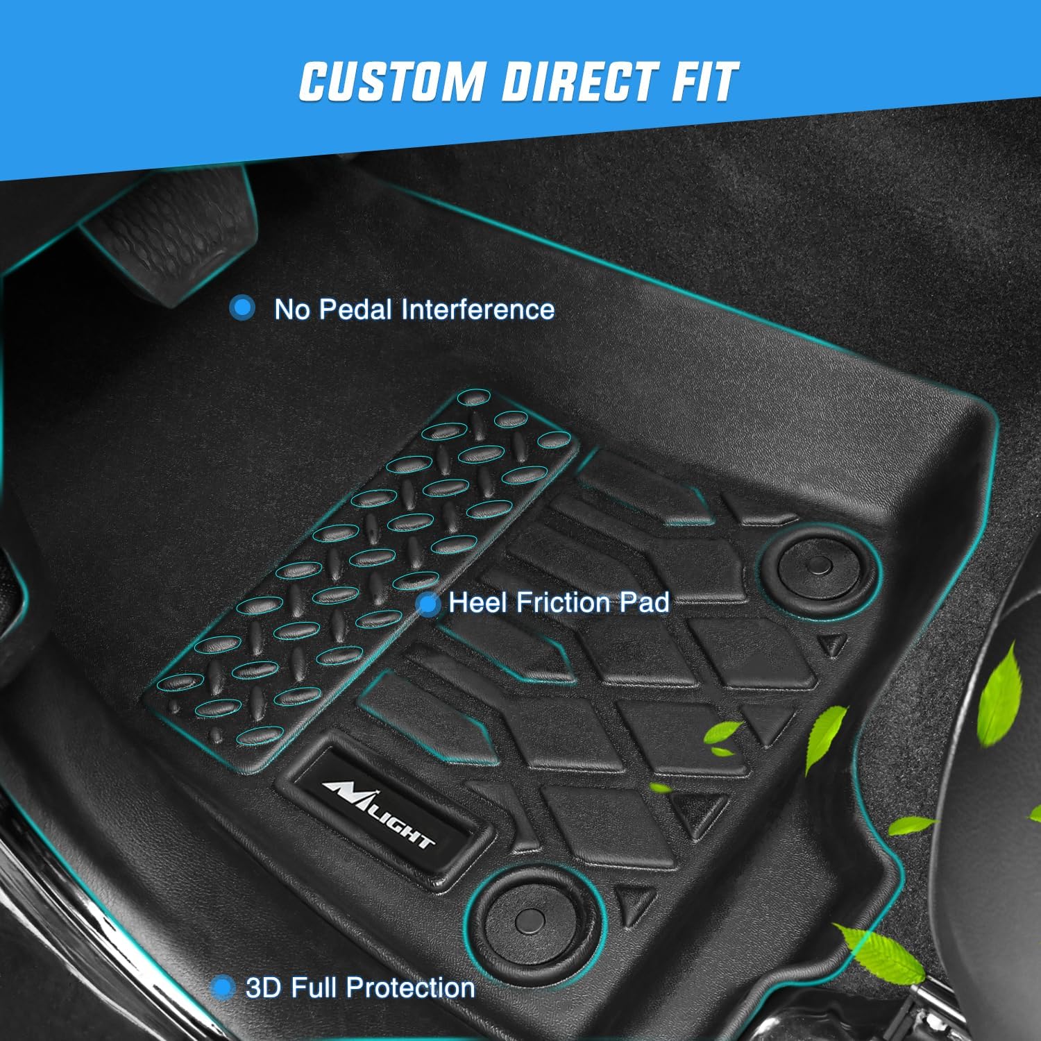 Detalle 2 de Nilight TPE Floor Mats for Chevy Malibu 2016–2025