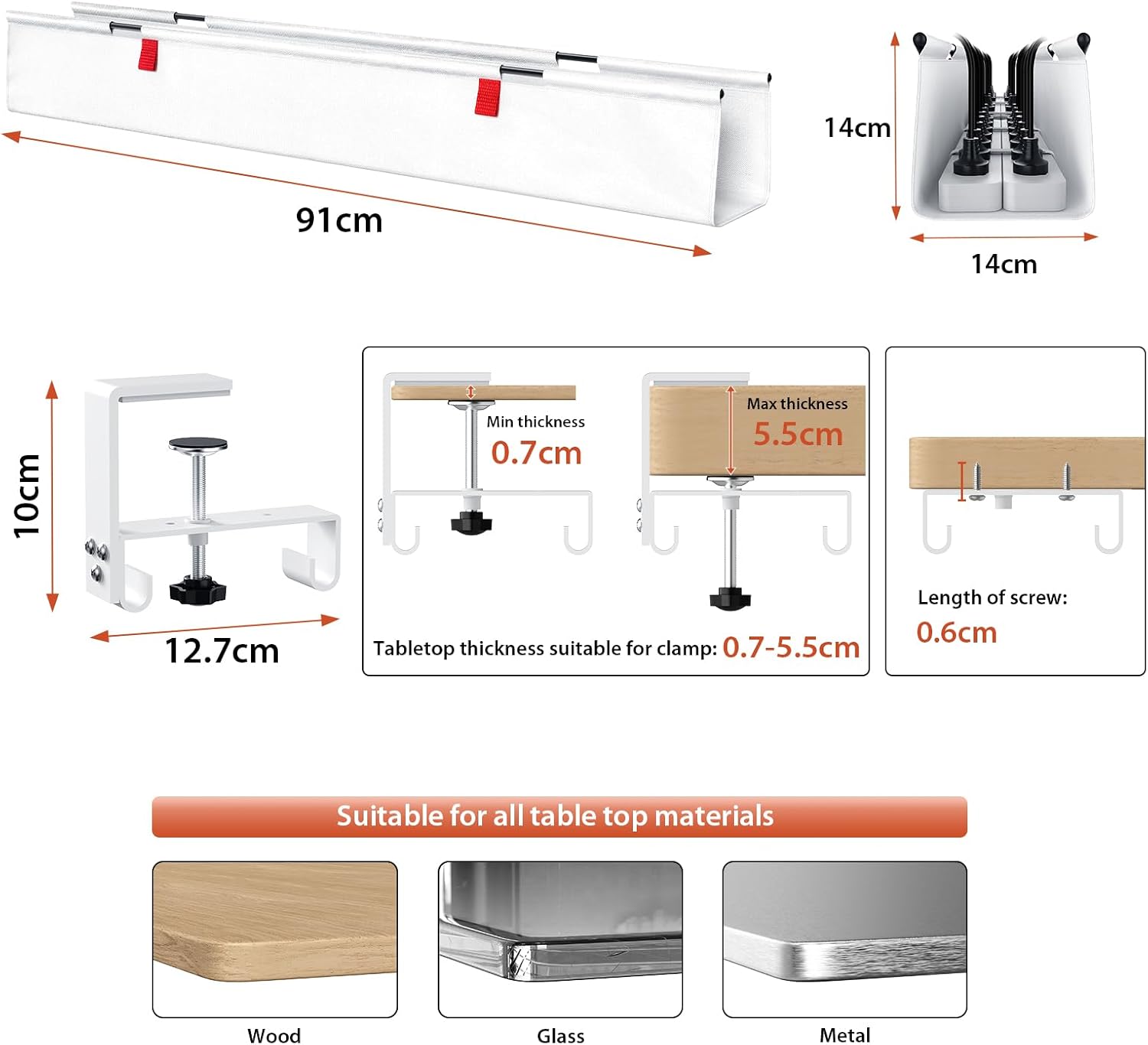 Detalle 2 de Univivi Kabelkanal Schreibtisch 36-Zoll