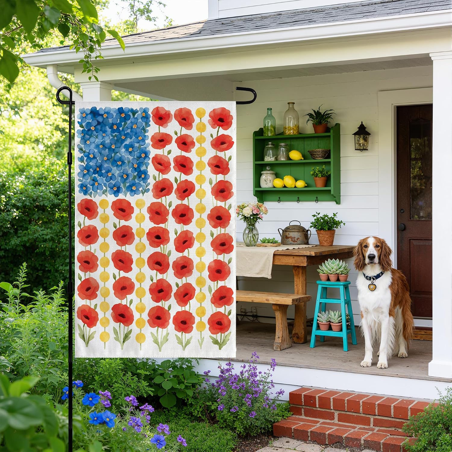 Detalle 2 de OHOME Memorial Garden Flag-OHOME-1127, Double-Sided Patriotic Poppy Flag, 12 x 18 Inches