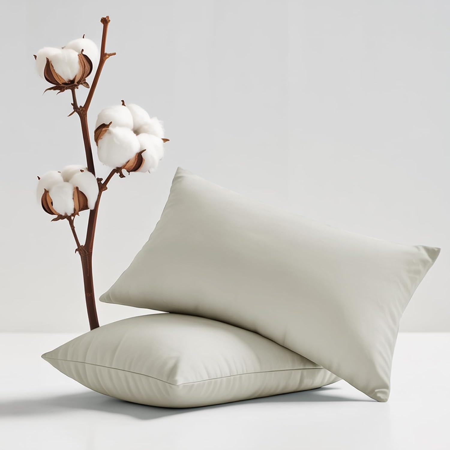 Detalle de Tifschlaf 2 Pack Cotton Pillow Cases 50x75cm – Envelope Closure, OEKO-TEX, Beige/ Cream