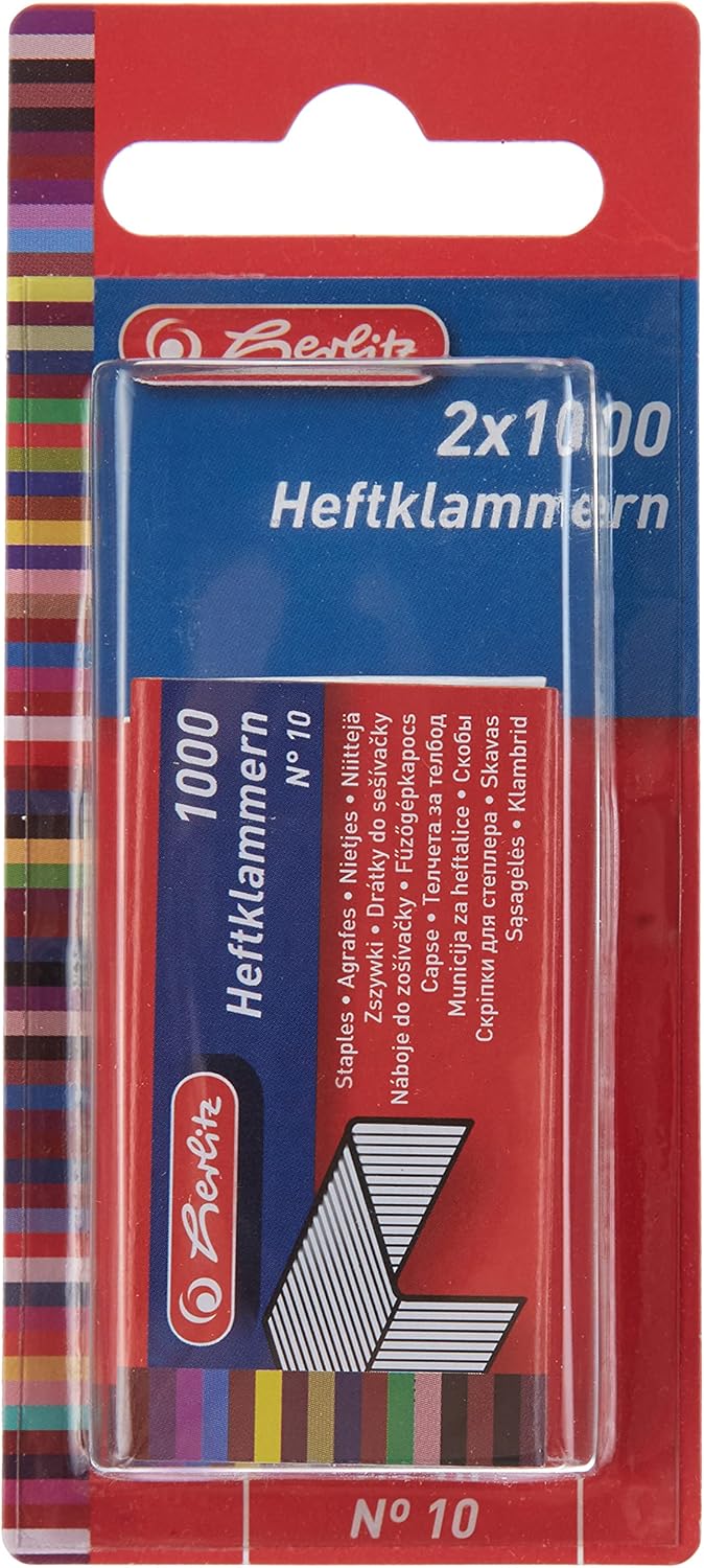 Detalle 1 de Herlitz 8760621 häftklamrar nr 10, galvaniserade, 2 x 1 000 st