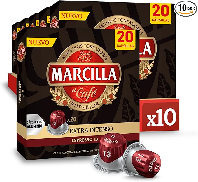 Detalle de Marcilla Cápsulas Extra Intenso ☕, 200 Compatibles Nespresso (R)*