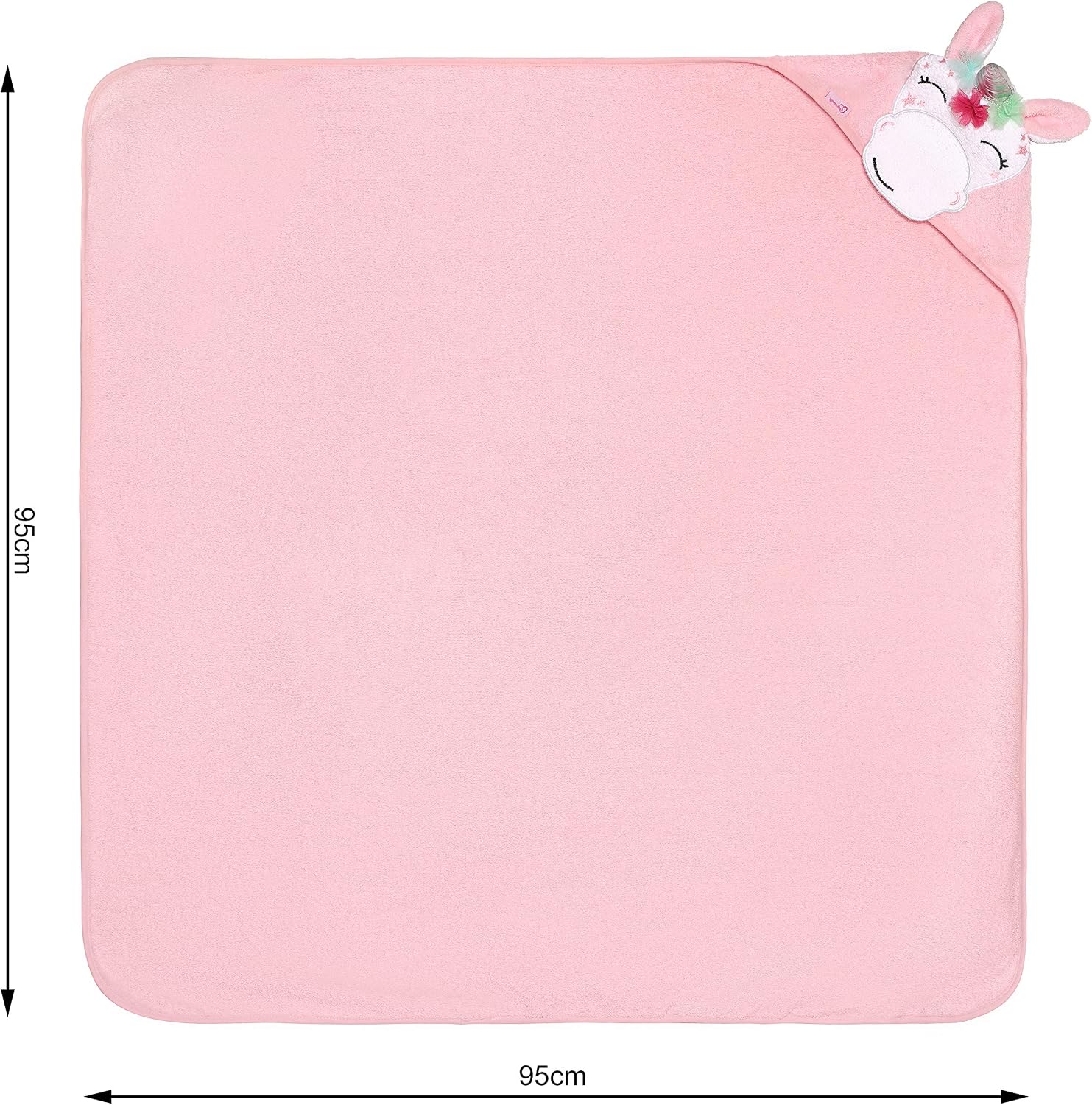 Detalle de Be Mammy Serviette à Capuche en Coton Bébé 95x95 cm Rose - Licorne