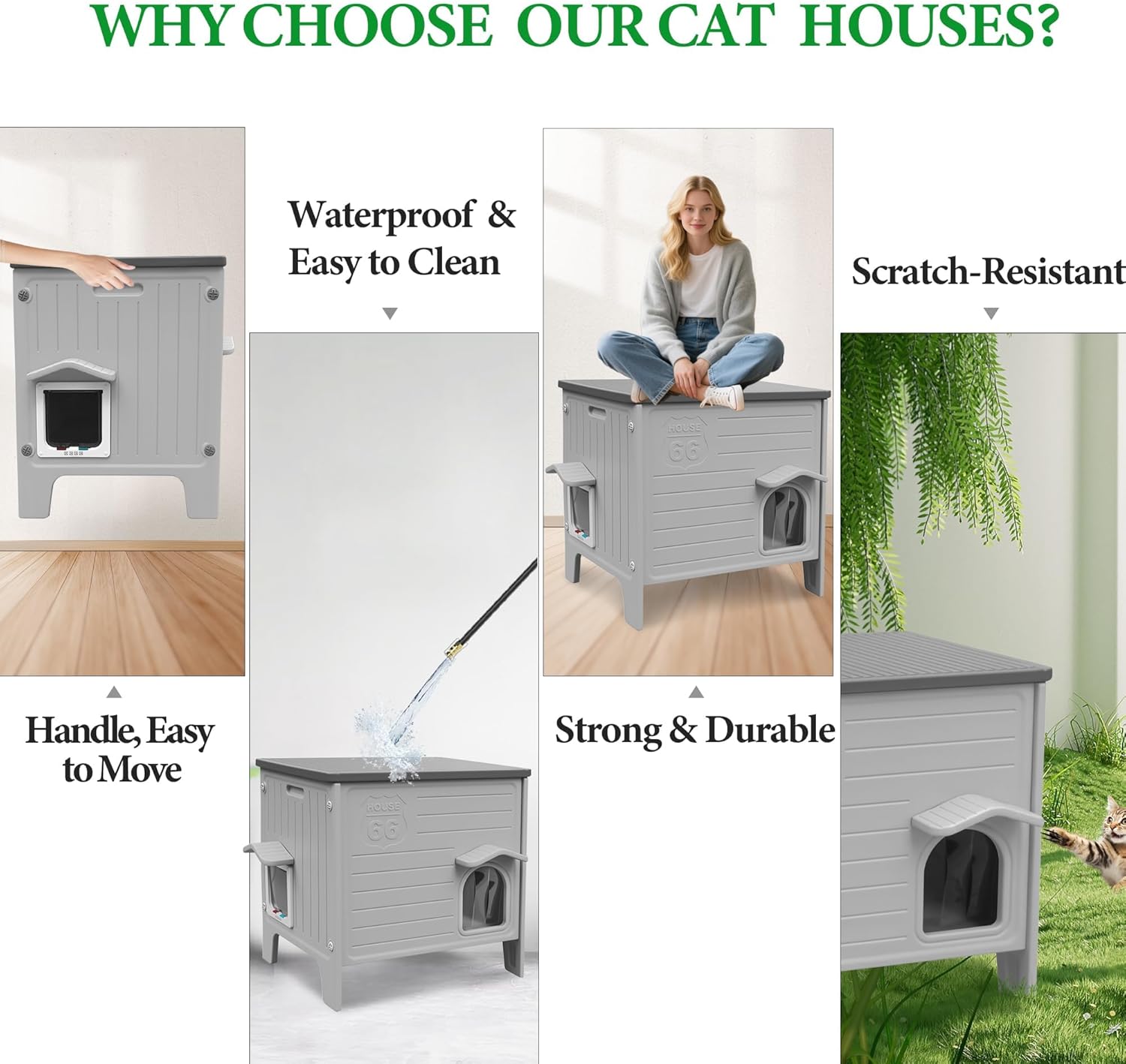Detalle de Cat House Outdoor: Durable HDPE Shelter for Indoor and Outdoor Cats