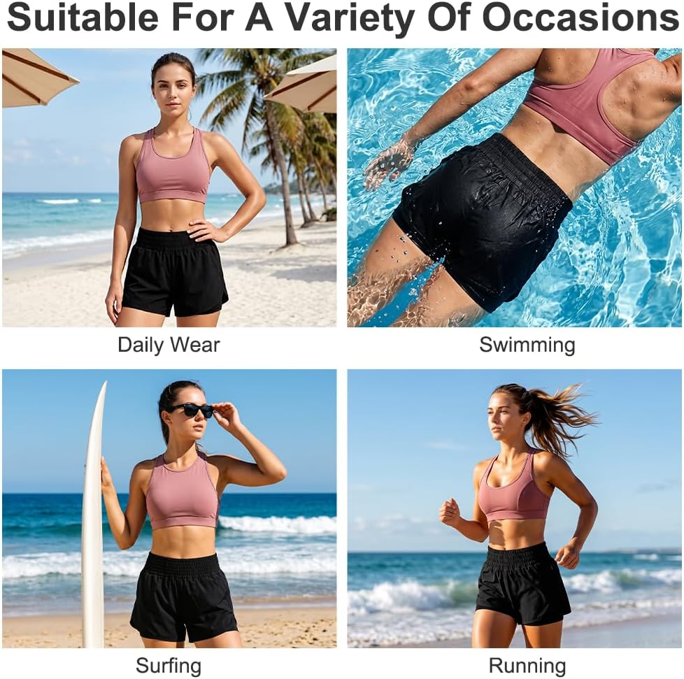 Thumbnail 6 de Aolso Pantaloncini da bagno Donna – Vita alta, asciugatura rapida e tasca antifurto