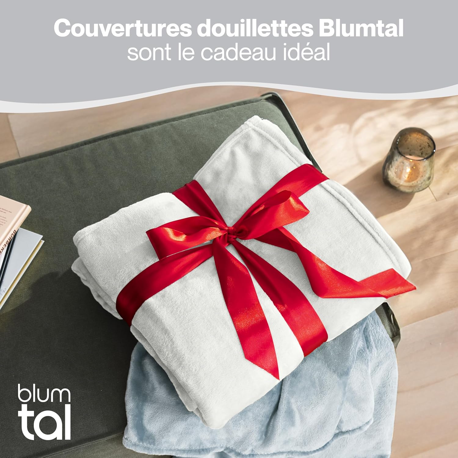 Thumbnail 4 de Blumtal Couverture polaire 150 x 200 cm en microfibre (Oeko-TEX®) pour canapé et lit, blanc