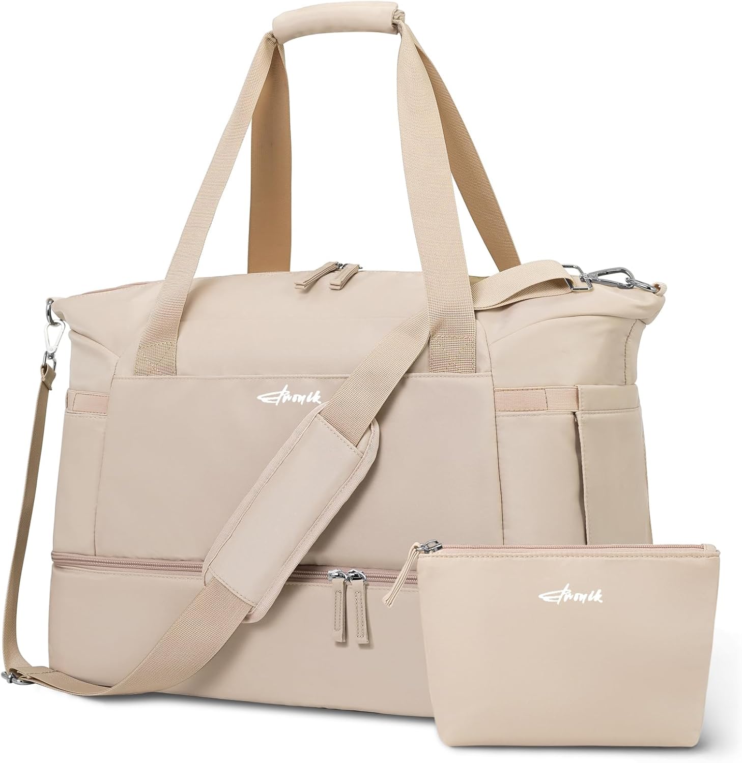 Detalle de ETRONIK Gym Bag Womens: Versatile 45x36x20cm Travel Duffel with Wet Pocket, Shoe Compartment and USB Charge