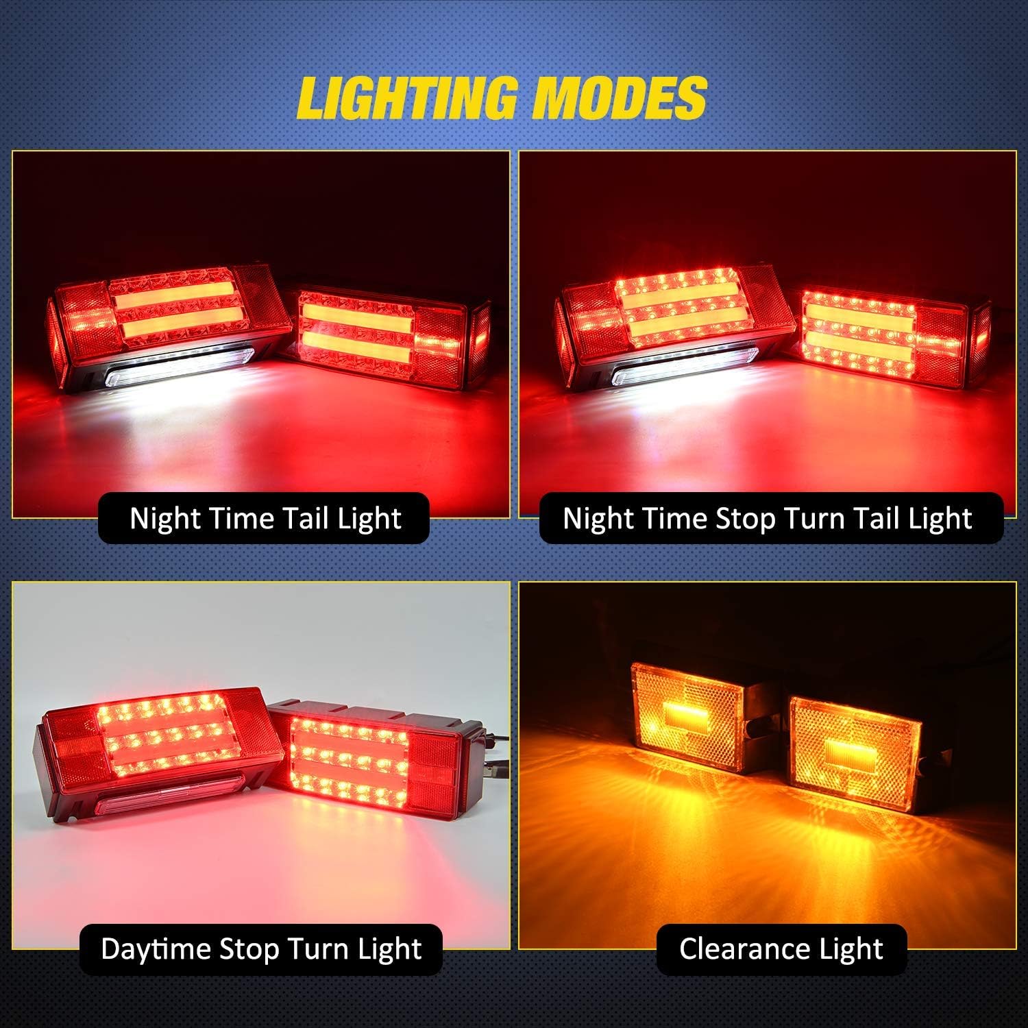Detalle 2 de Nilight TL-40 2PCS Rectangular LED Trailer Light Kit with Halo Glow (12V, IP68 Submersible)