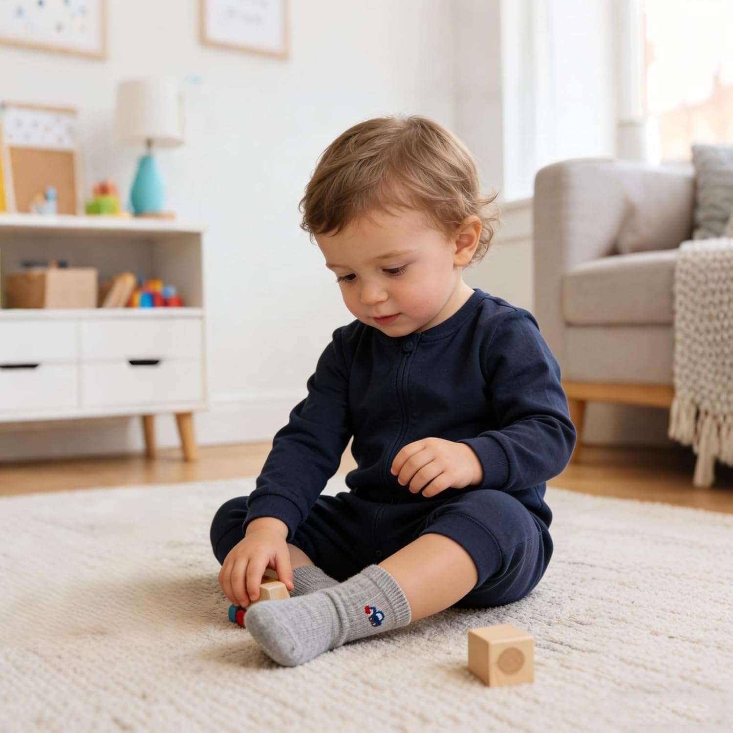 Thumbnail 2 de Bearbay 9 Pairs Toddler Non Slip Cotton Crew Socks with Anti-slip Dots