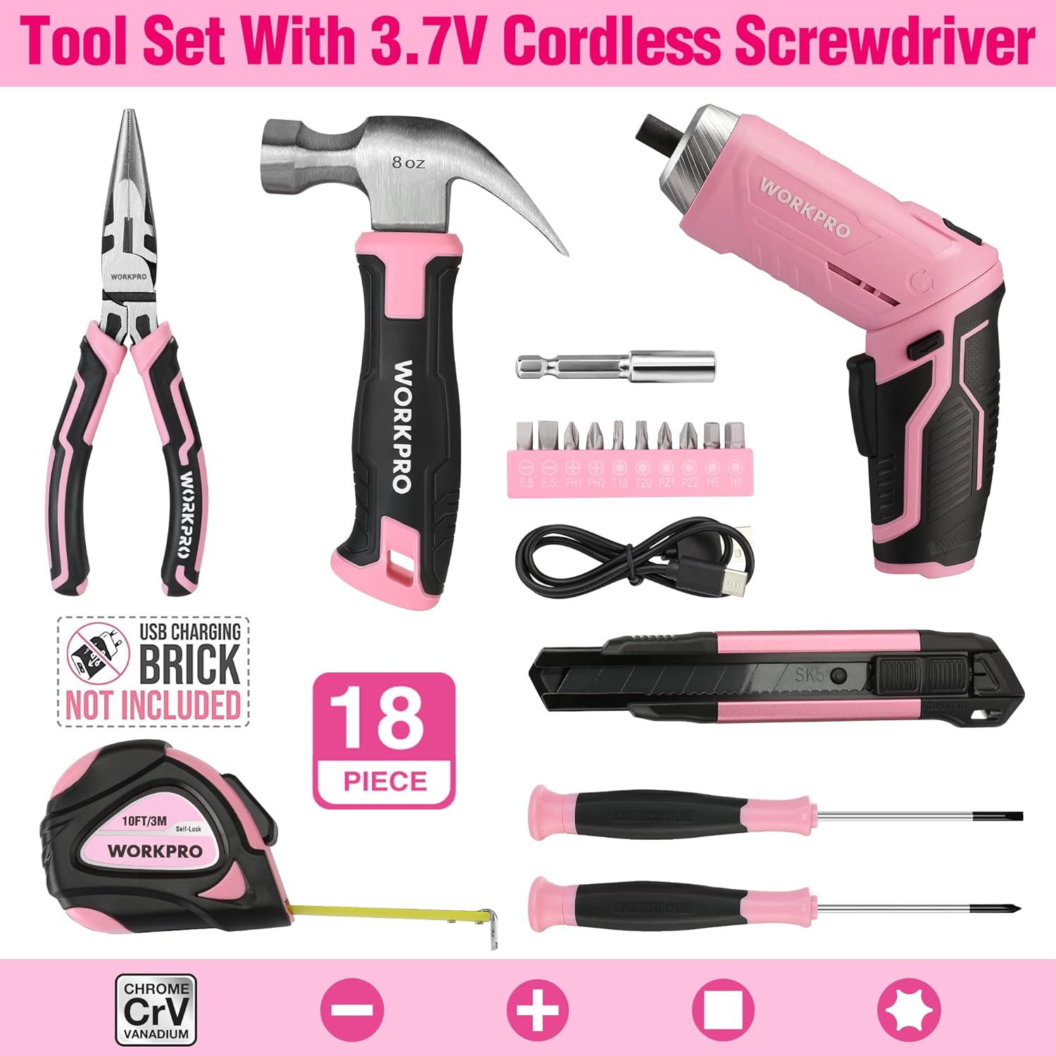 Detalle 2 de WORKPRO Set 18 set attrezzi 3,7V 🛠