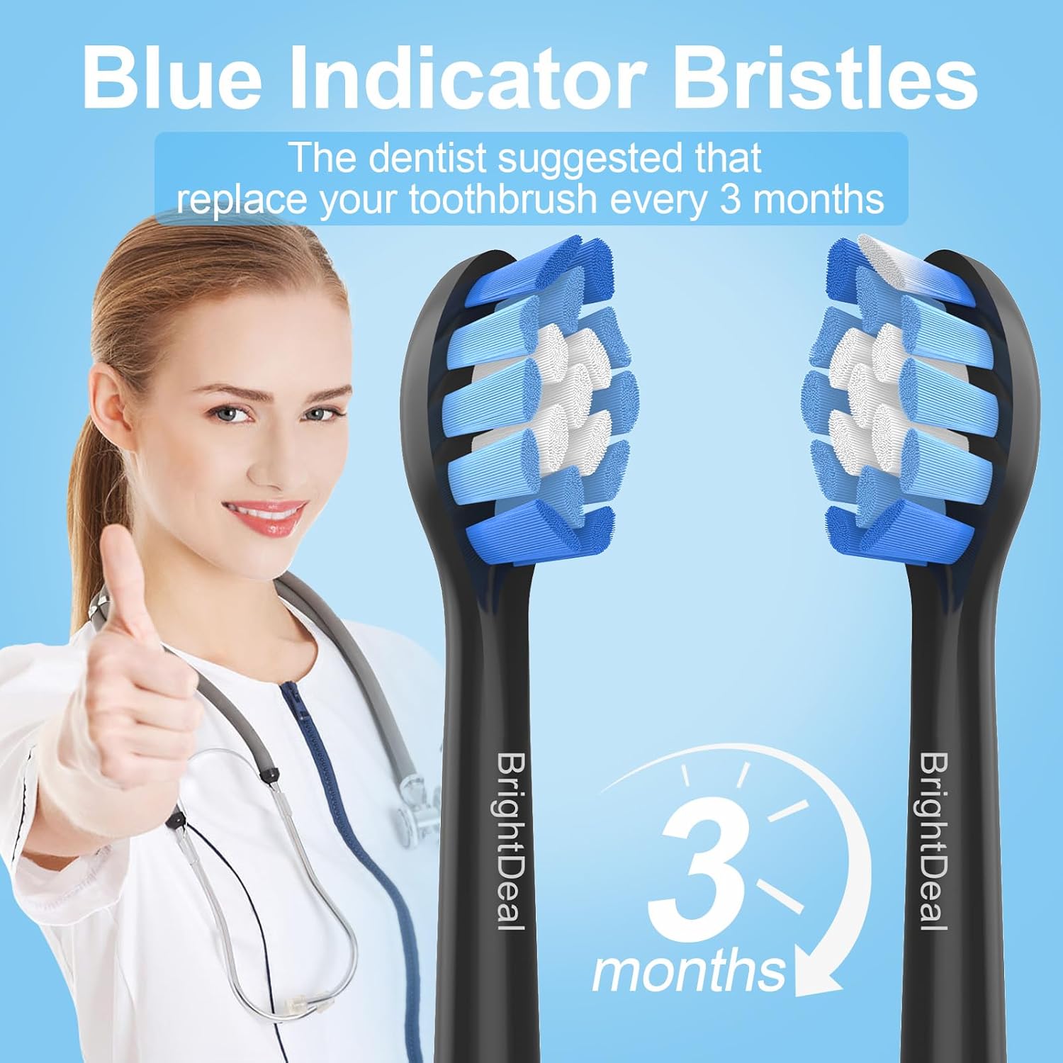 Thumbnail 4 de BrightDeal Sensitive Aufsätze (8er) kompatibel mit Philips Sonicare Ersatzbürsten, schwarz