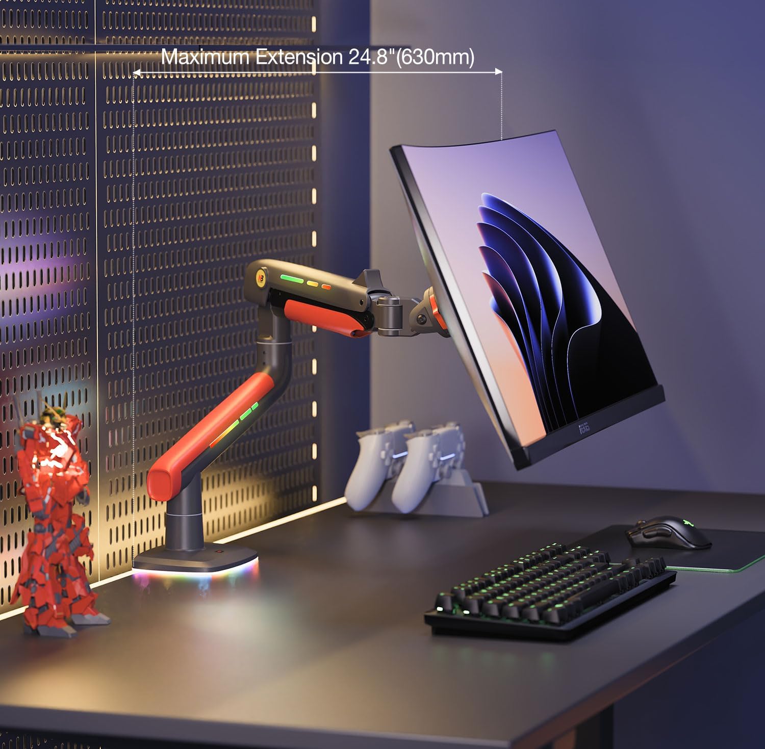 Thumbnail 3 de NB Ergonomic Braccio Monitor per schermi 32–60 pollici, supporto resistente fino a 20 kg, VESA 75/100, rosso