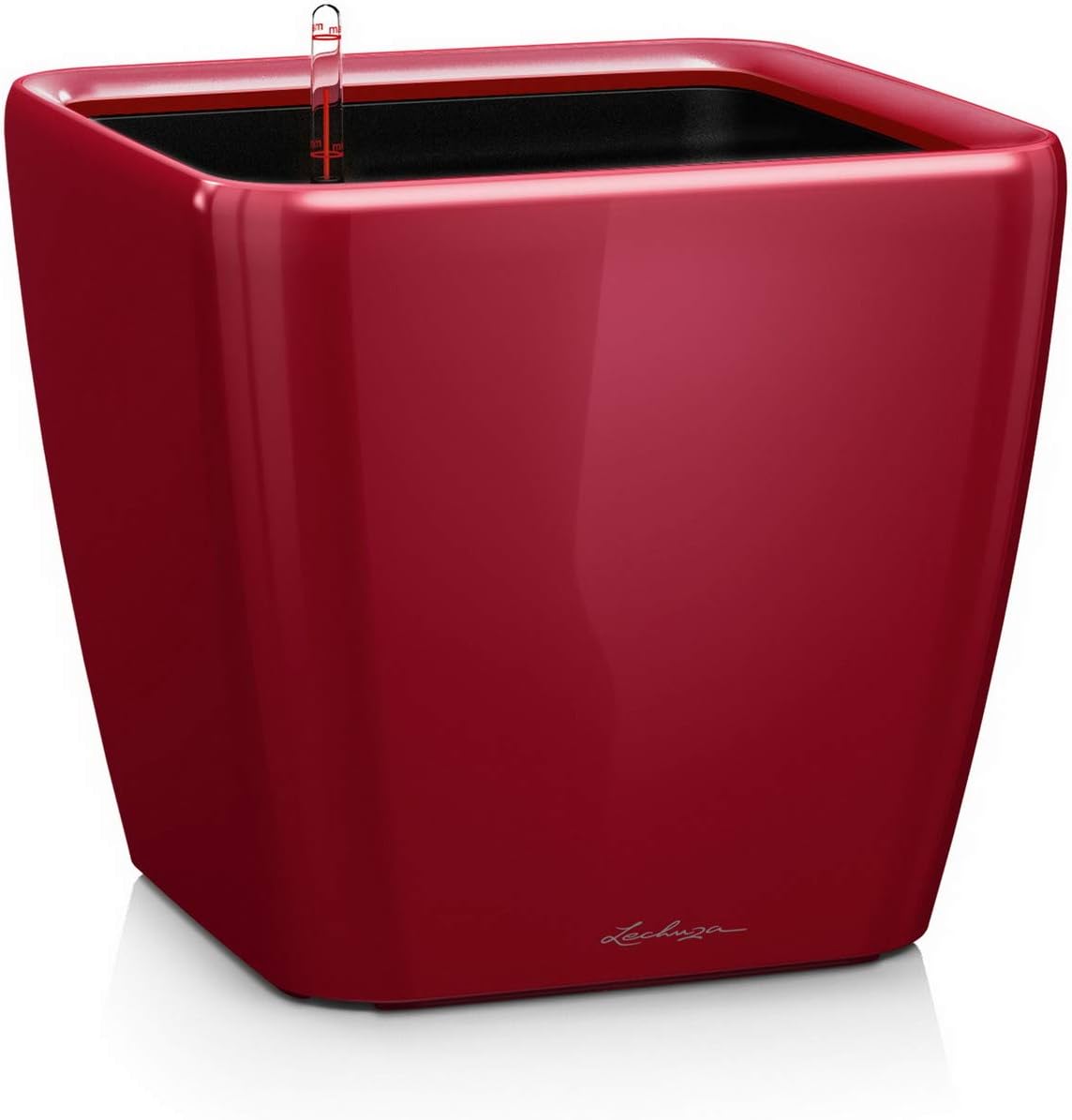 Lechuza Pot de Fleurs d'Interieur Premium Qua… (Quadro Ls) – Rouge Scarlet, 28 × 28 × 26 cm