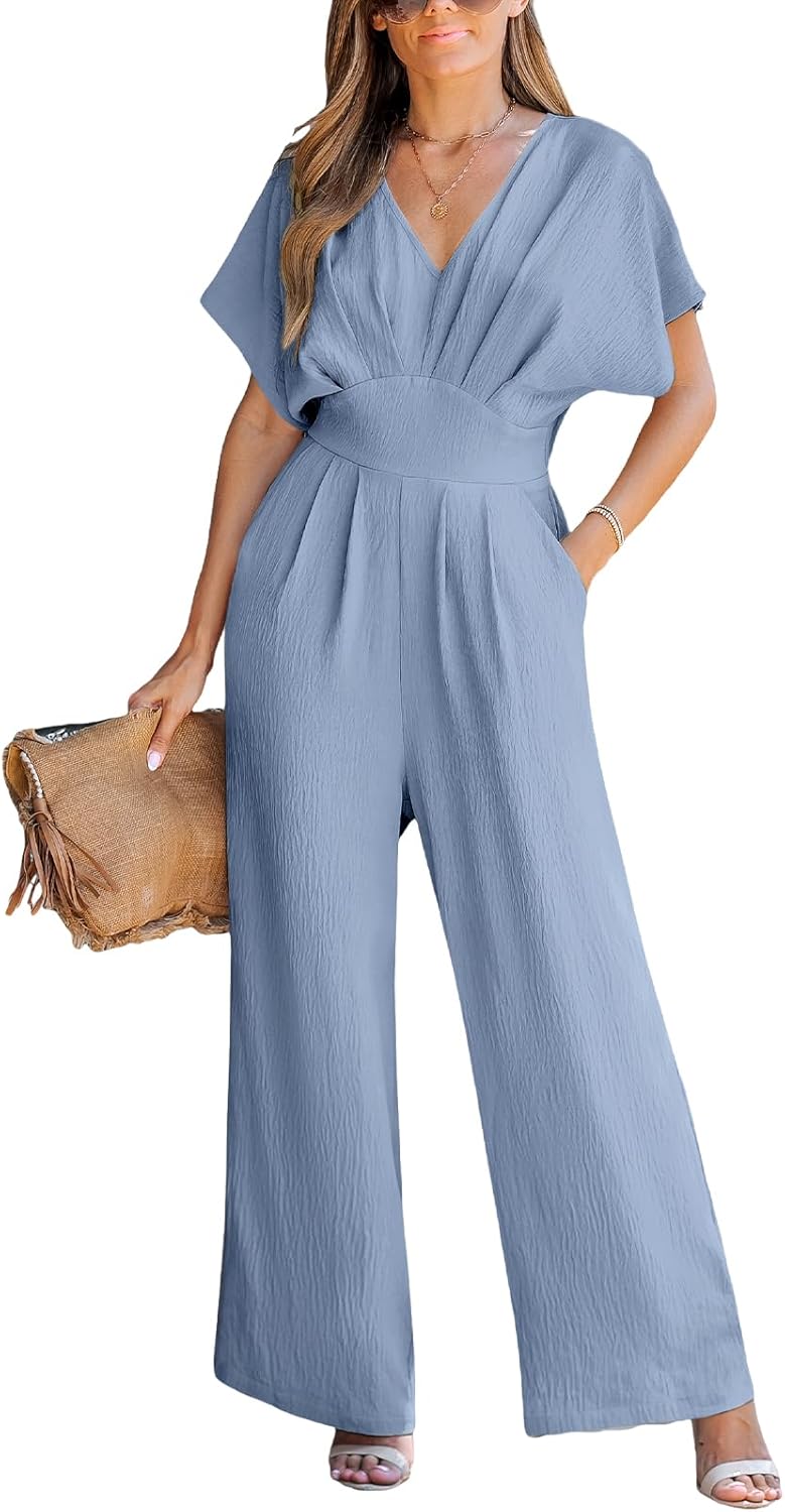 Thumbnail 6 de CUPSHE Combinaison Femme Chic Col V Jambes Larges avec Poches – fluide et idéale pour travail ou soirée