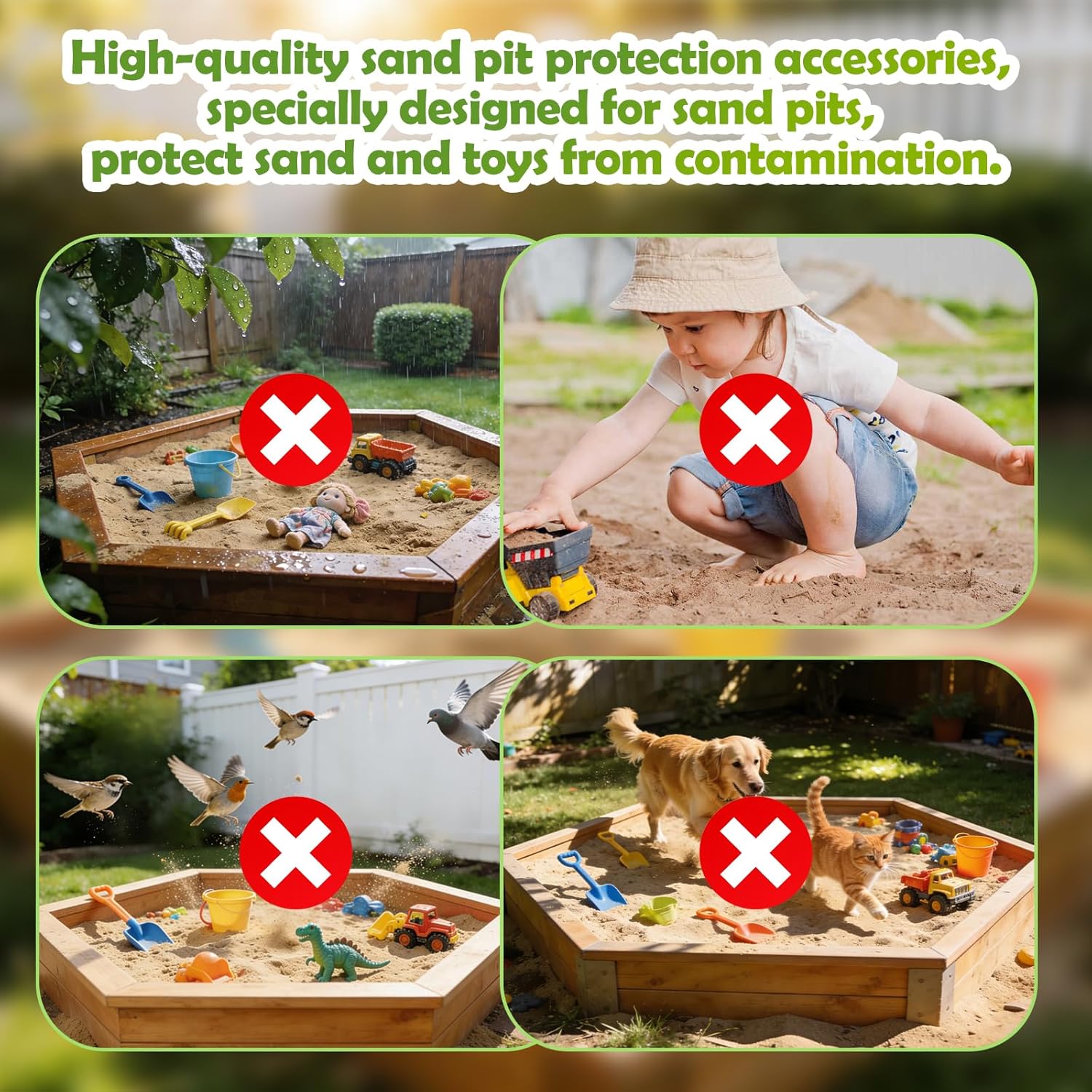 Thumbnail 6 de VTMJ Sandkasten-Abdeckung 180 x 150 cm (Sechseck) aus 210D Oxford mit Kordelzug