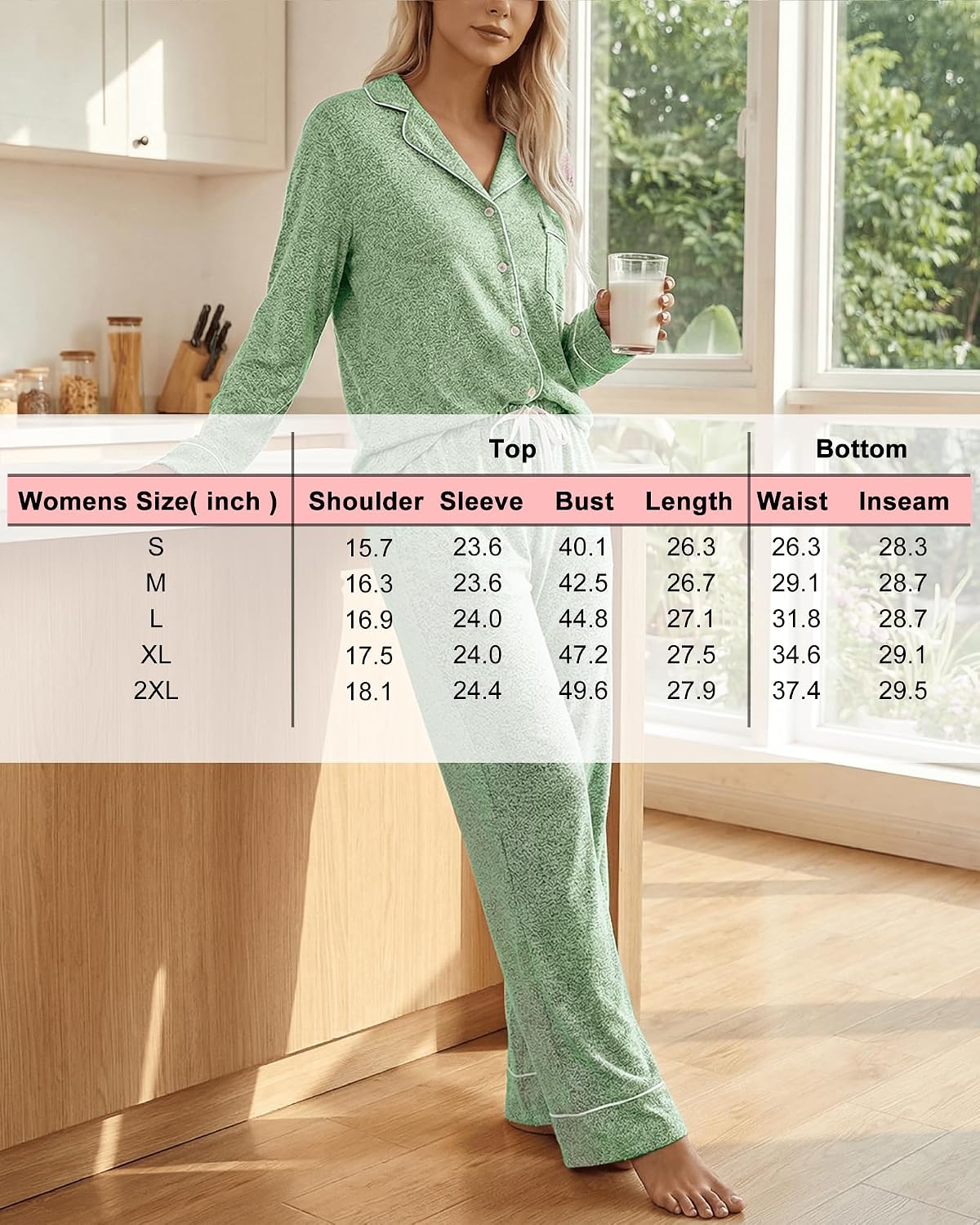 Thumbnail 5 de PJGGZ Women's Long-Sleeve Pajama Set with Button-Down Top and Pocketed Pants
