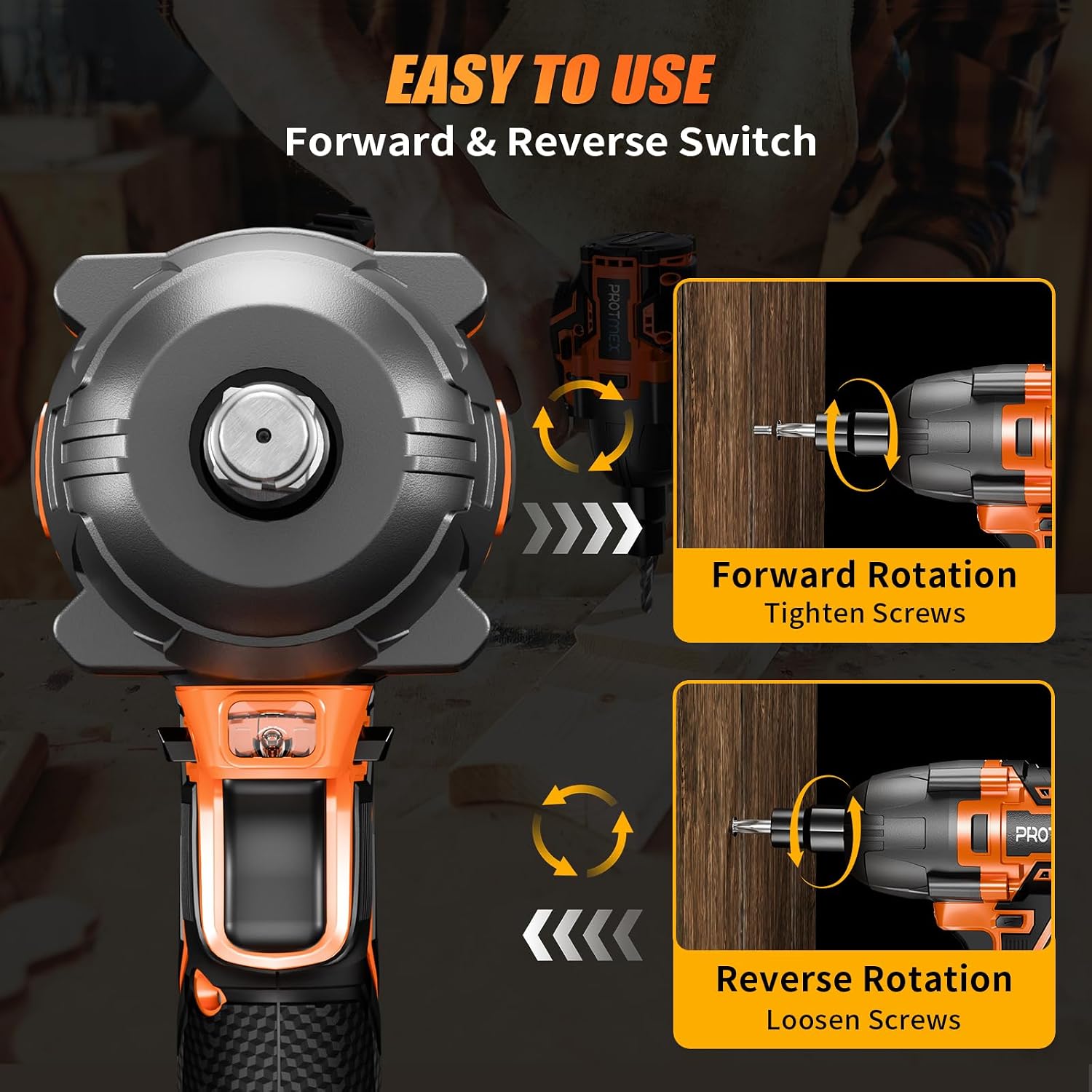 Thumbnail 4 de Cordless Impact Wrench, 900Ft-lbs (1200N.m) 1/2" Brushless, 21V High Torque Power Impact Gun with Two 4.0Ah Batteries