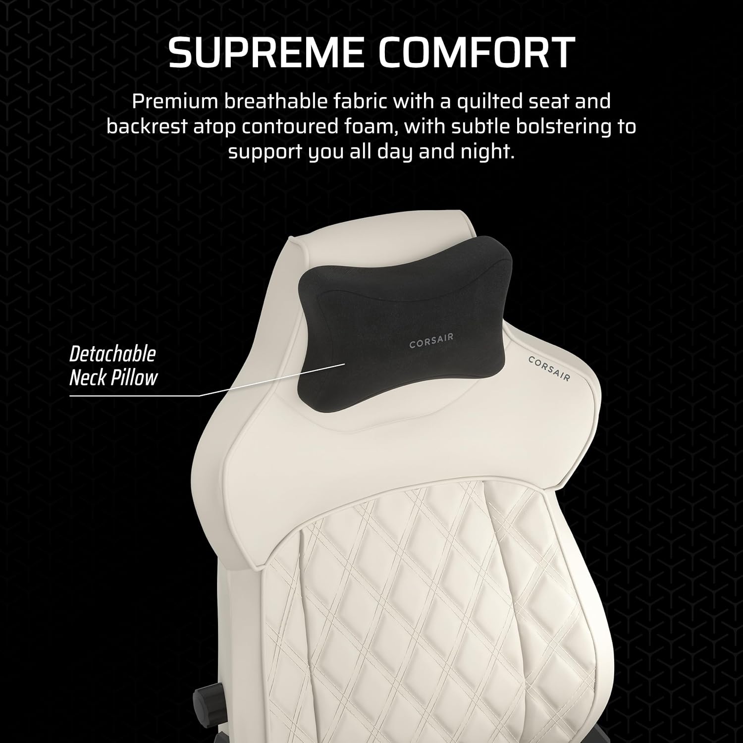 Detalle 1 de CORSAIR TC500 LUXE CF-9010067-WW Gaming Chair, Breathable Fabric, Wide Seat