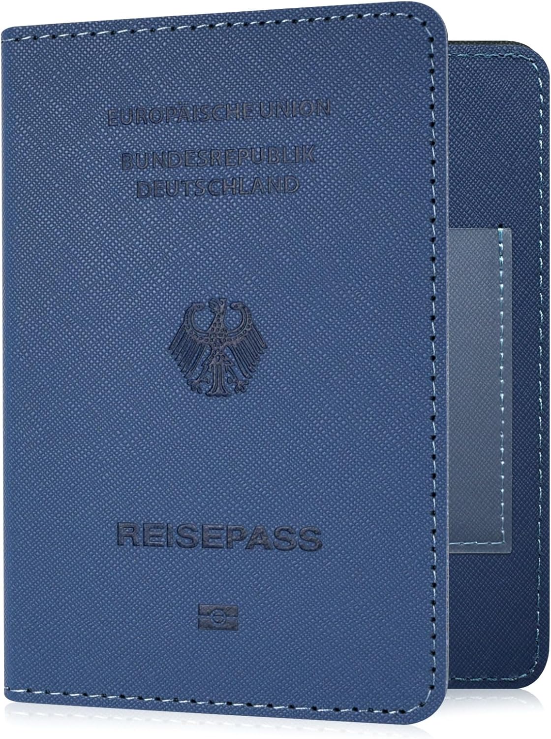 Detalle de YAVIV Reisepasshülle Premium Leder – Reise-Organizer mit RFID-Schutz, Blau