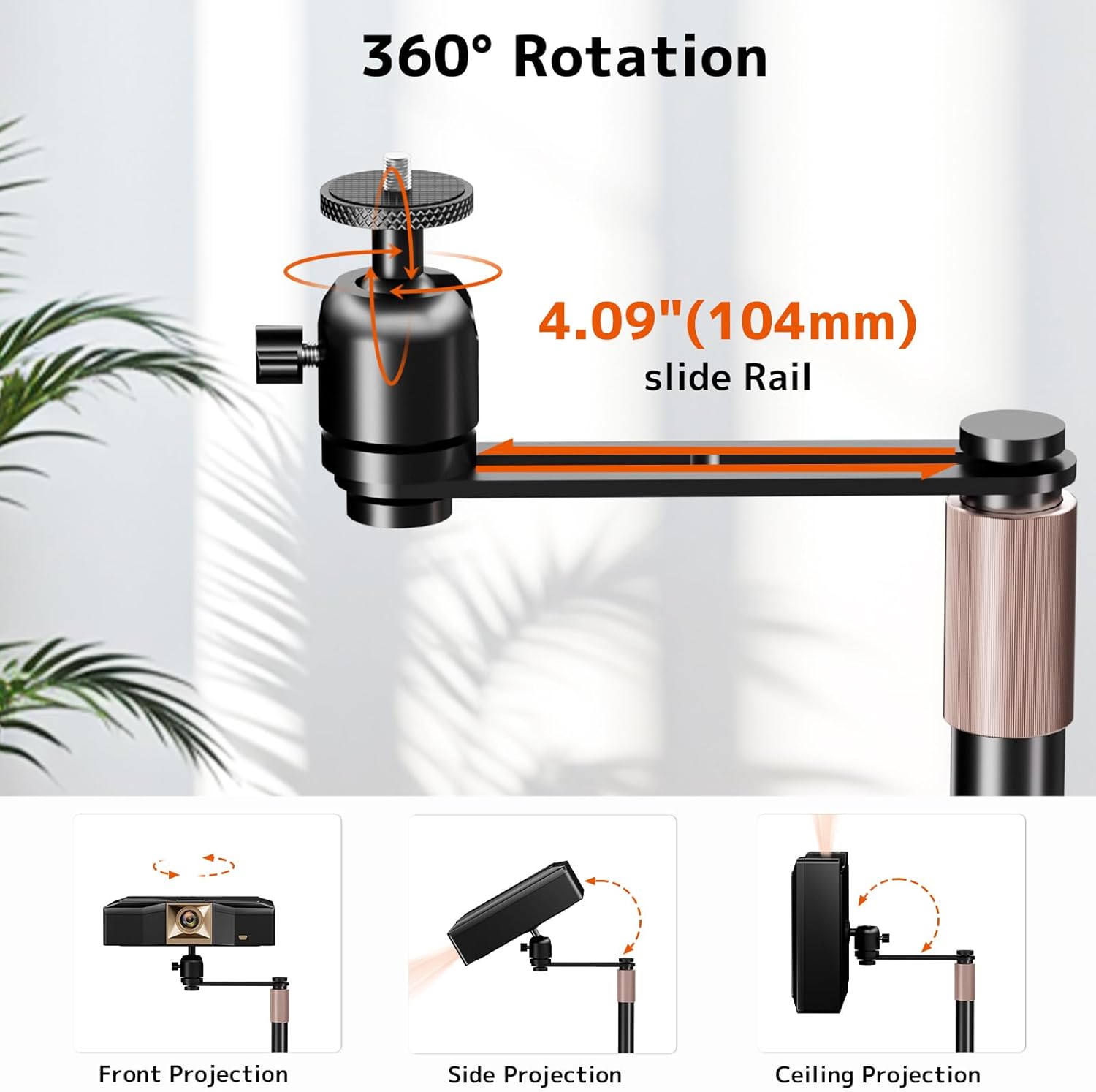 Thumbnail 3 de PUTORSEN Universal Projector Stand (Height Adjustable, 360° Rotatable) with 1/4" Screw Mount