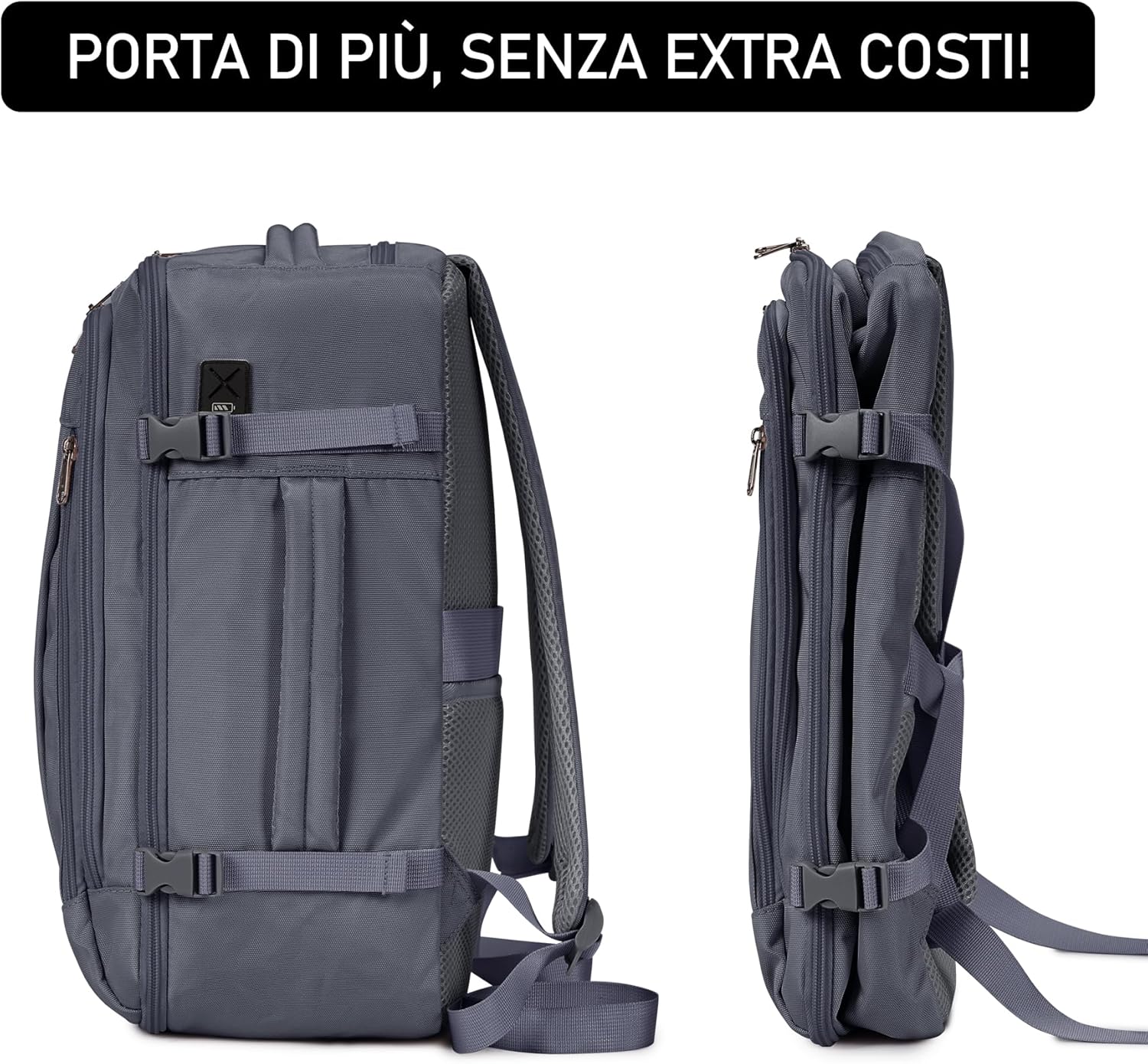 Thumbnail 6 de ECOHUB Zaino Ryanair 40x20x25 20L: Zaino da Cabina in PET Riciclato, 13 Tasche, Grigio Azzurro