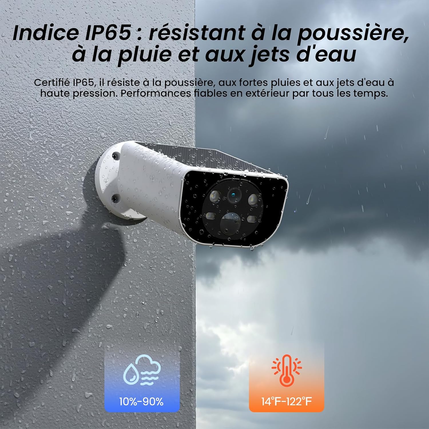 Detalle de Cinnado 2K 3MP Camera Surveillance WiFi Extérieure Solaire, IP65 – sans Fil