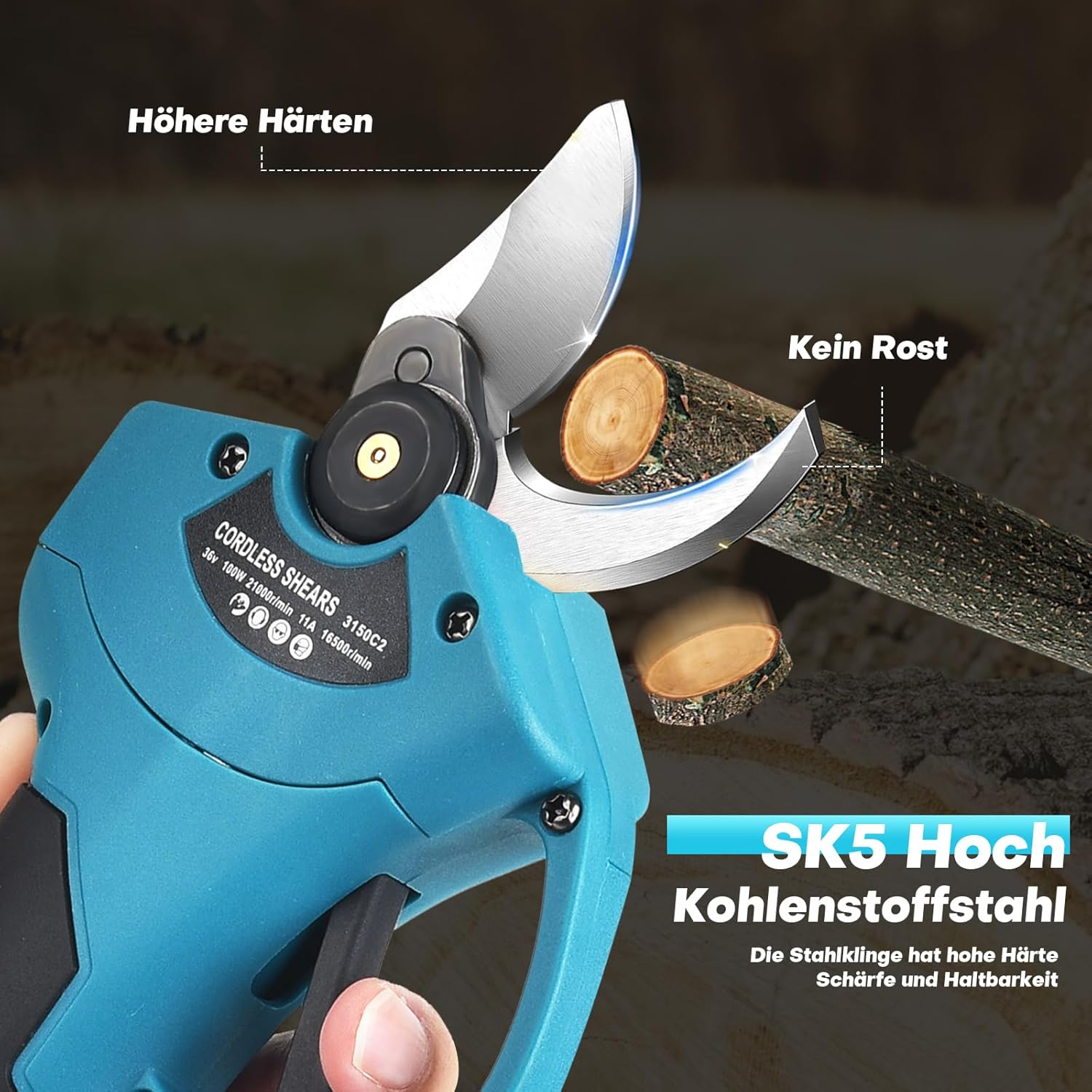 Thumbnail 4 de SINWE Akku Astschere 30MM – kabellose Gartenschere mit zwei 2000mAh Akkus und LED-Schnittzähler